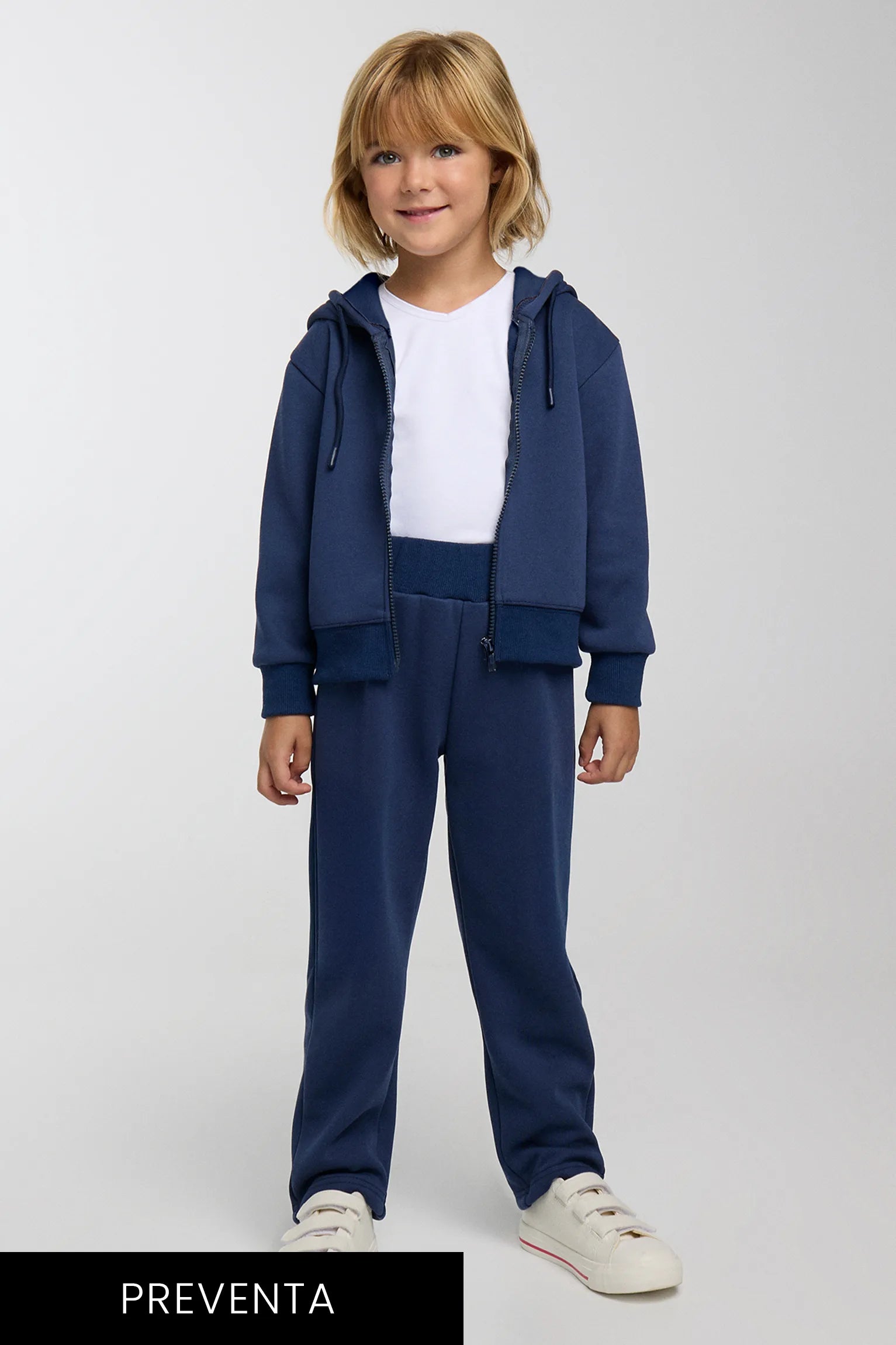 PRÉCOMMANDE survêtement fille gratté marine avec veste et pantalon droit
