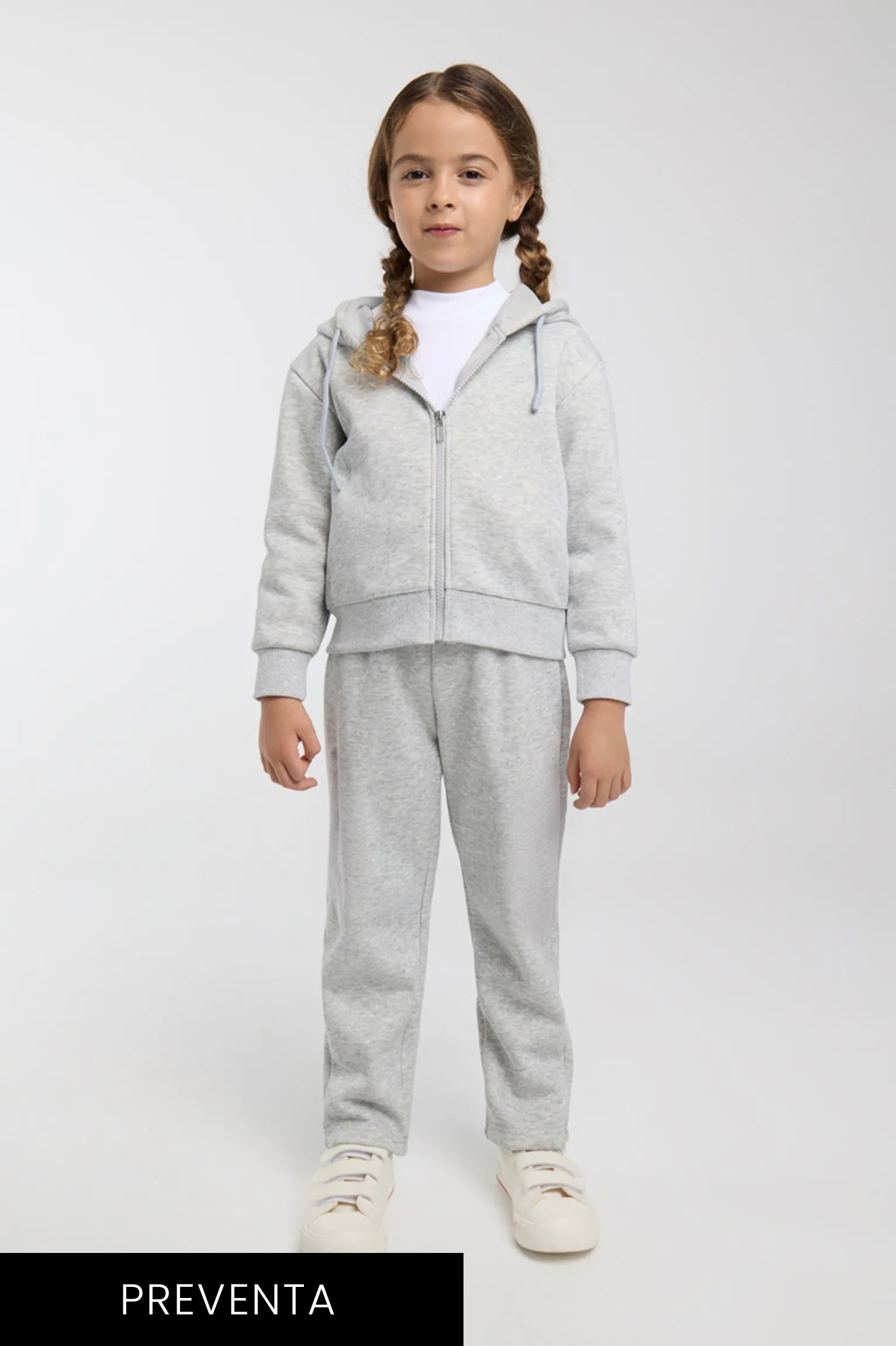 PRÉCOMMANDE survêtement fille gratté gris avec veste et pantalon droit