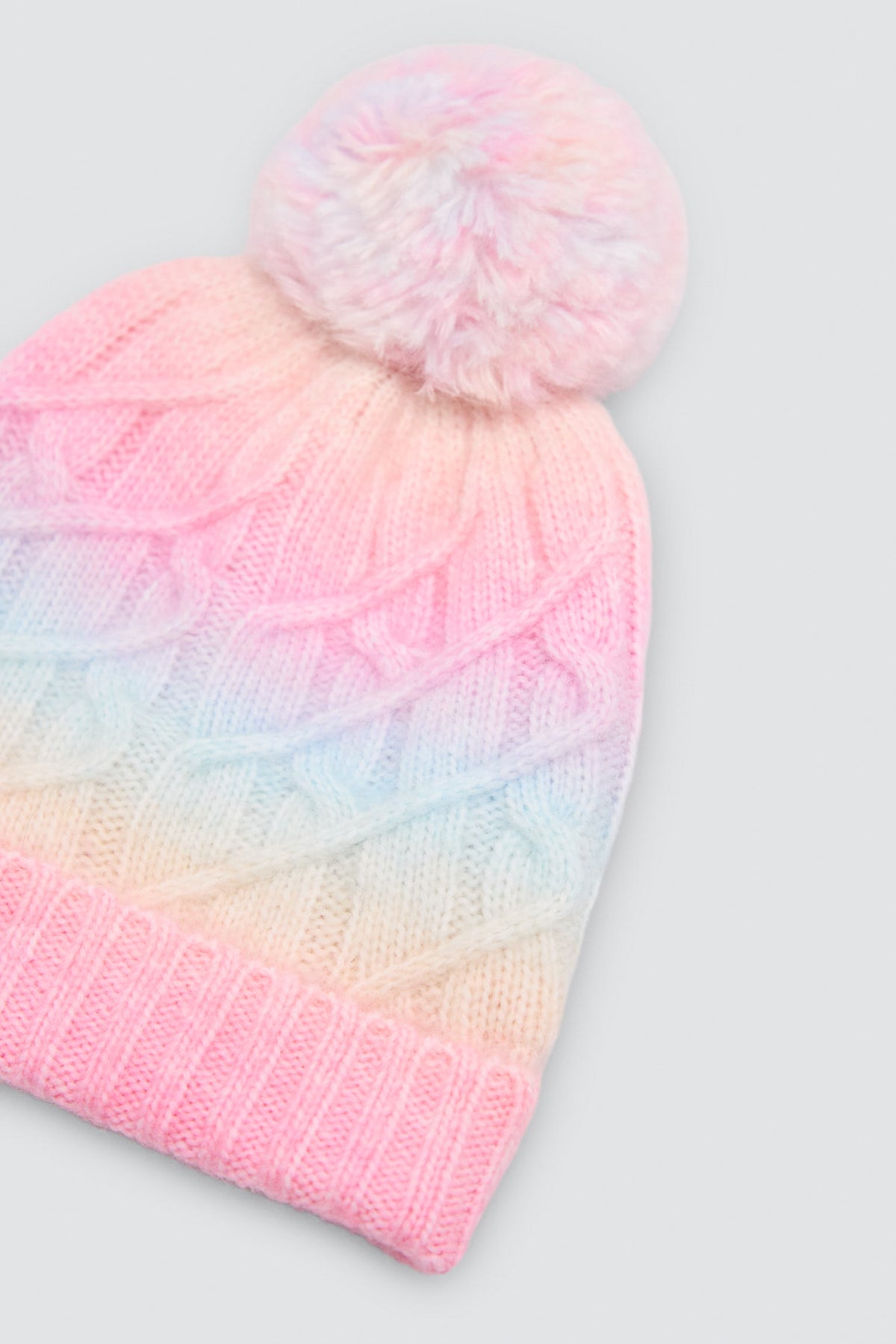 Gorro de punto para niña detalle pompón y forro polar multicolor