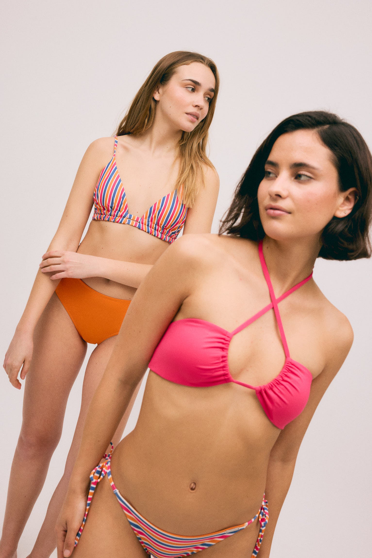 Rayonnez de confiance - Bikini combinable rose rayé et uni