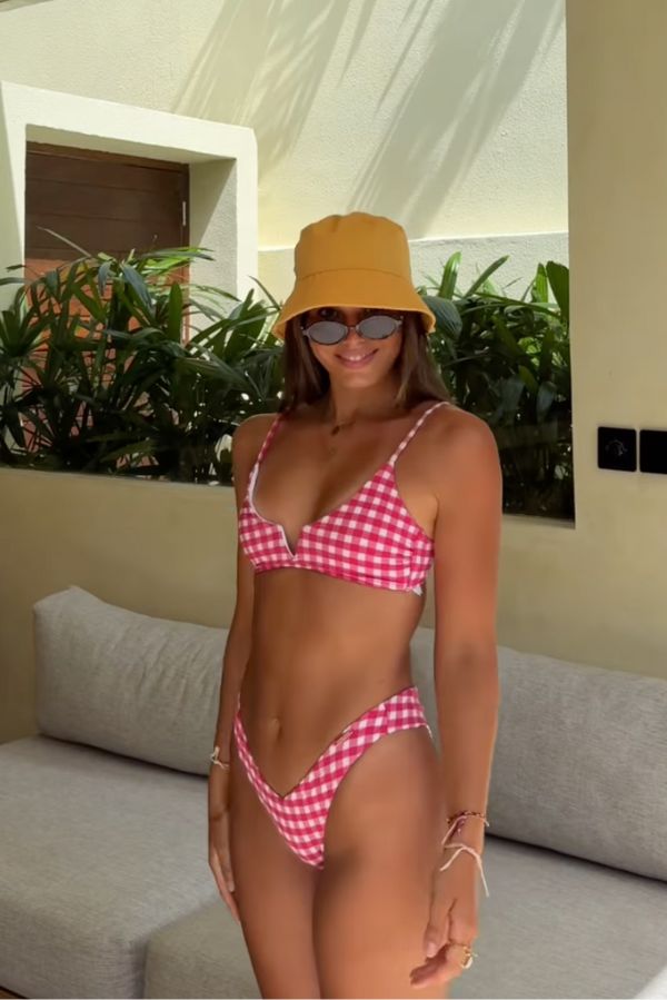 Bikini triangle vichy rose Collection Porto Santo