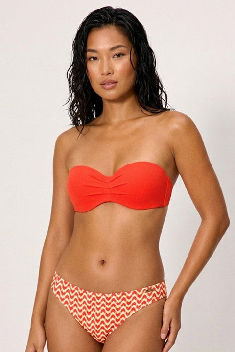 Haut de bikini bandeau en micropiqué corail, bonnet C