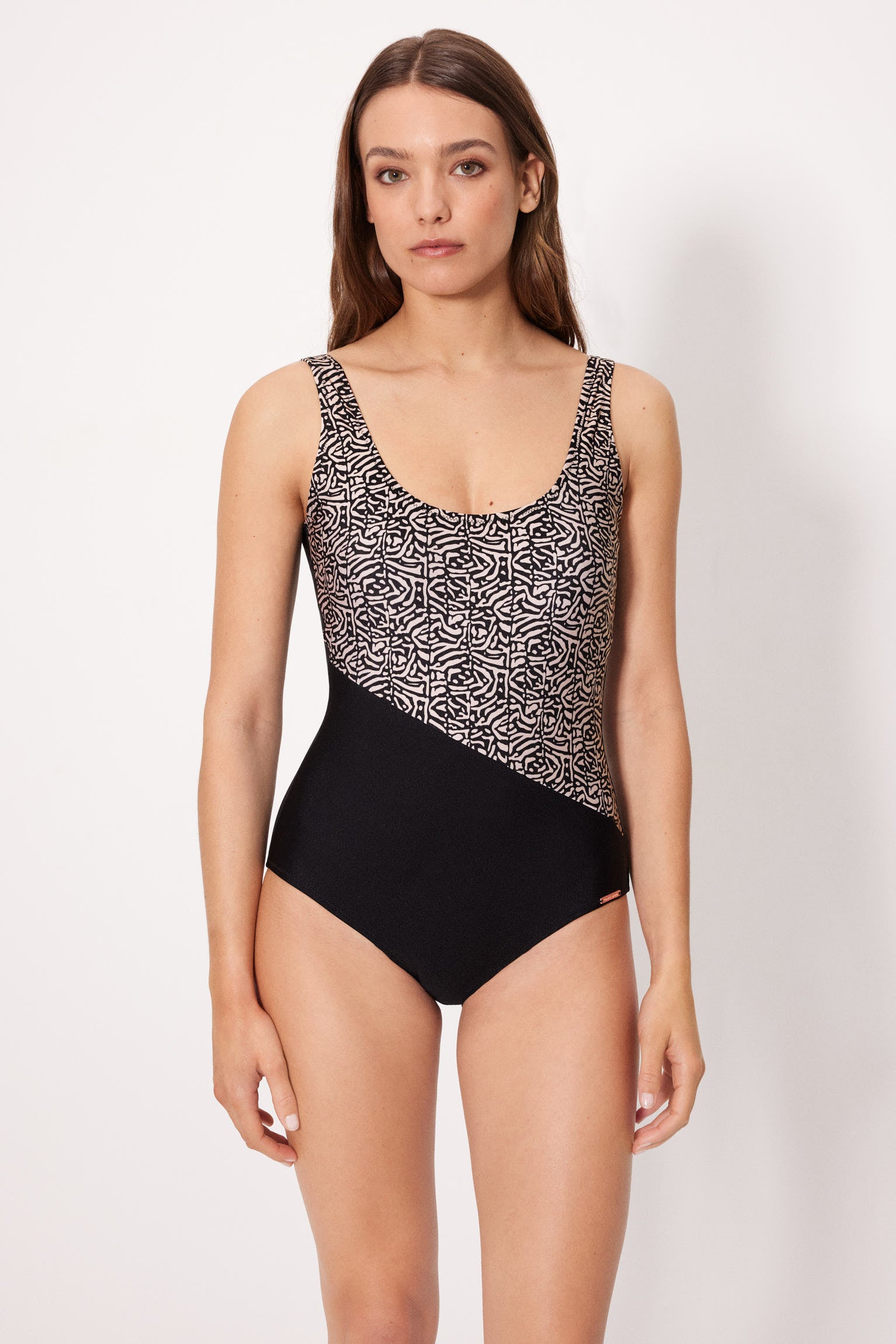Maillot de bain amincissant imprimé à paillettes, bonnet B