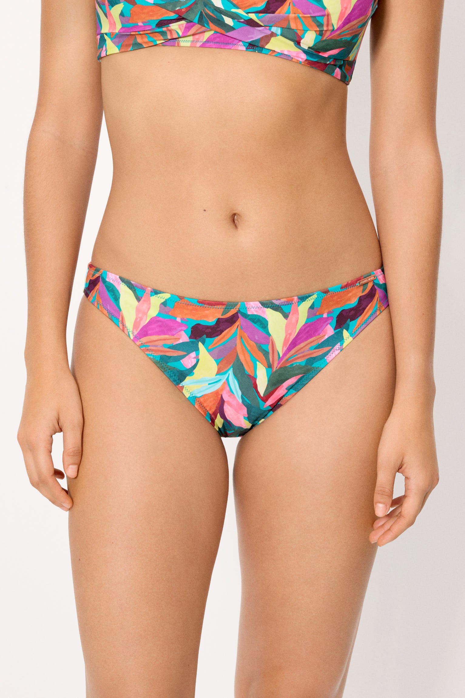 culotte de bikini à imprimé feuilles