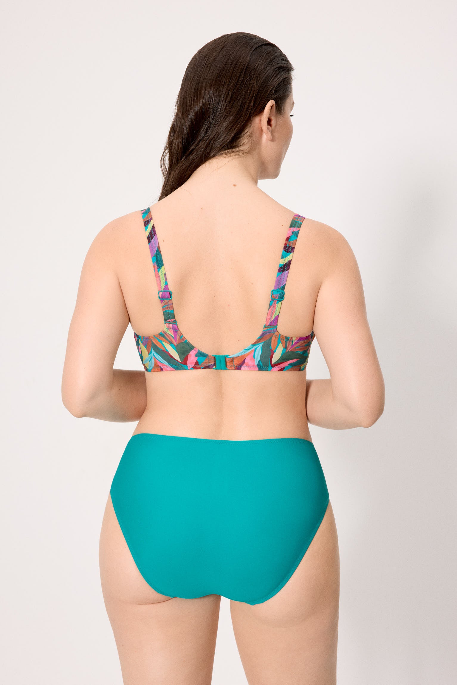 Culotte de bikini amincissante taille haute à motifs de feuilles