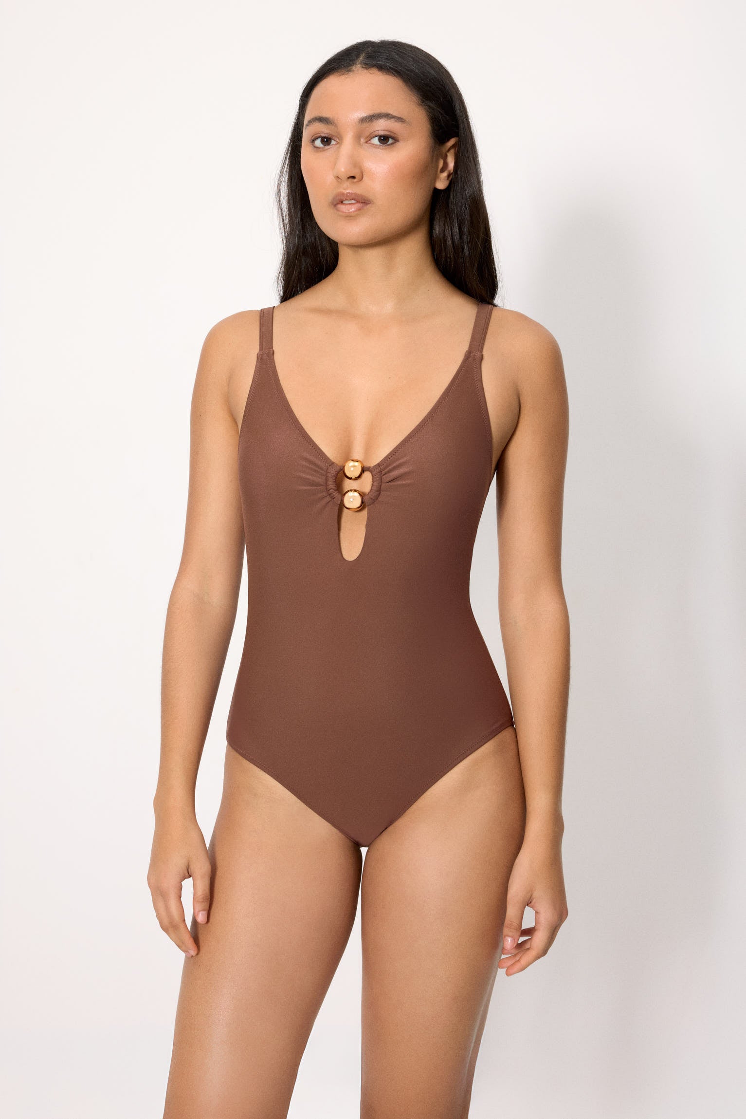 Maillot de bain gainant marron, bonnet B