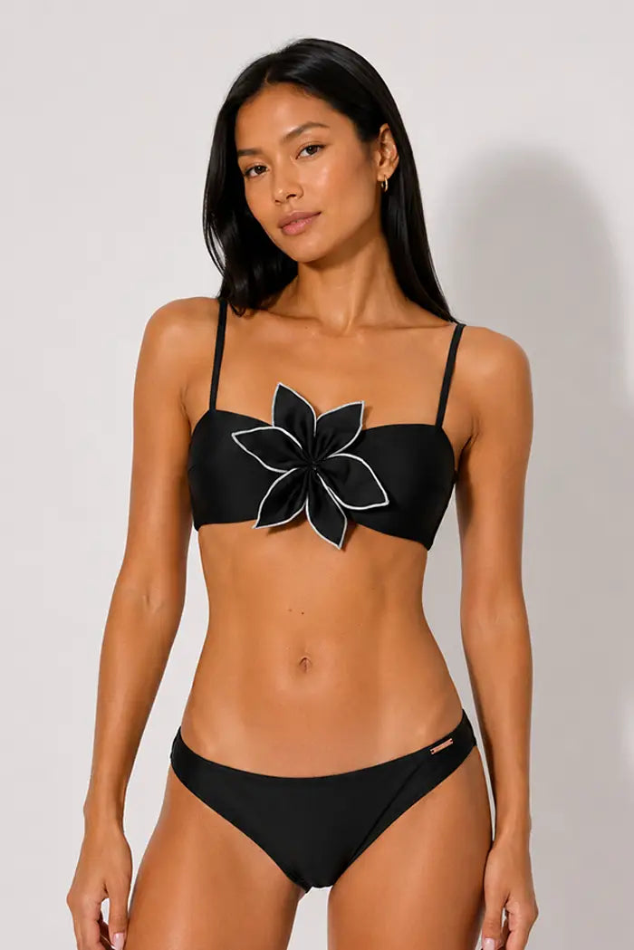 Ensemble bikini bandeau noir, bonnet B