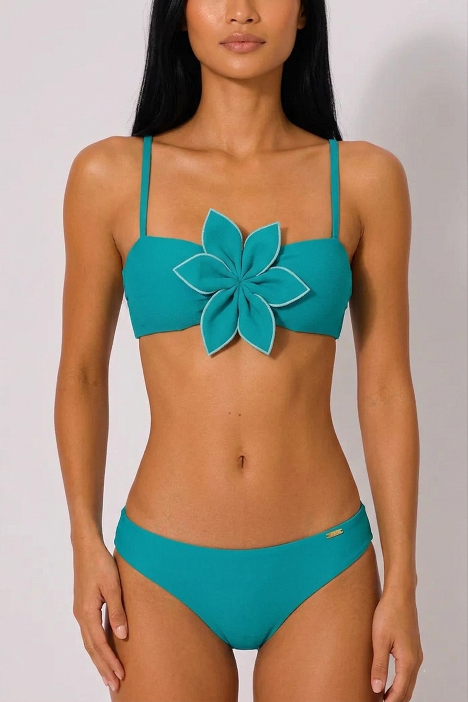 Slip de bikini mini bleu turquoise uni
