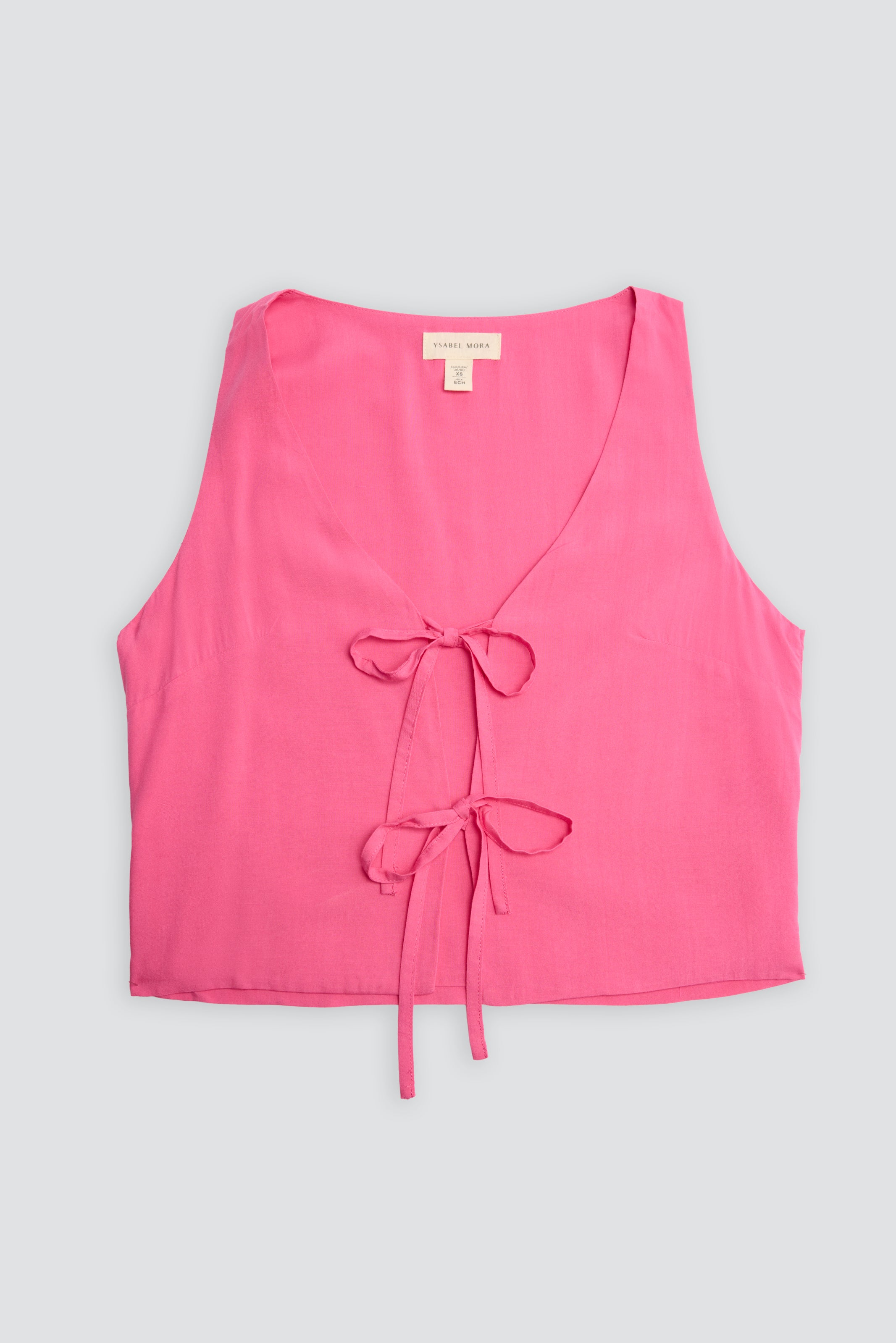 Débardeur rose à nœuds et bretelles