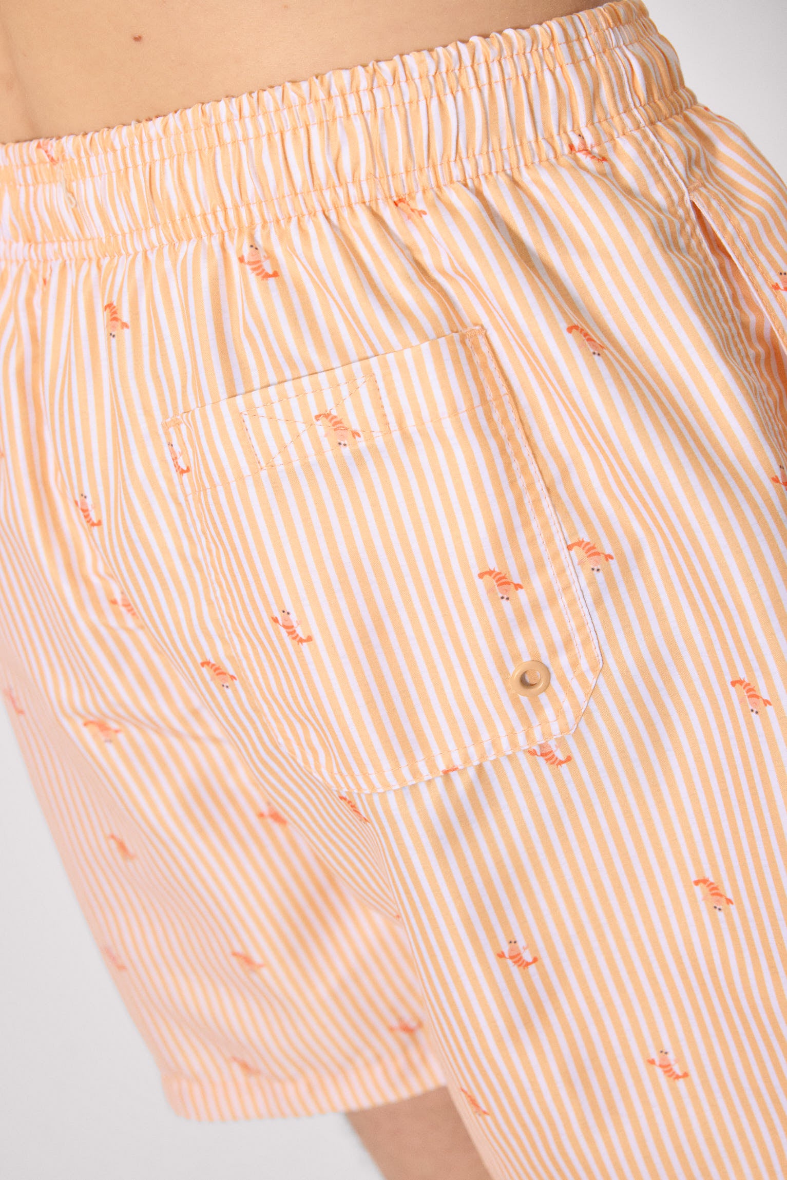 demi-maillot de bain à rayures orange et imprimé mini homard