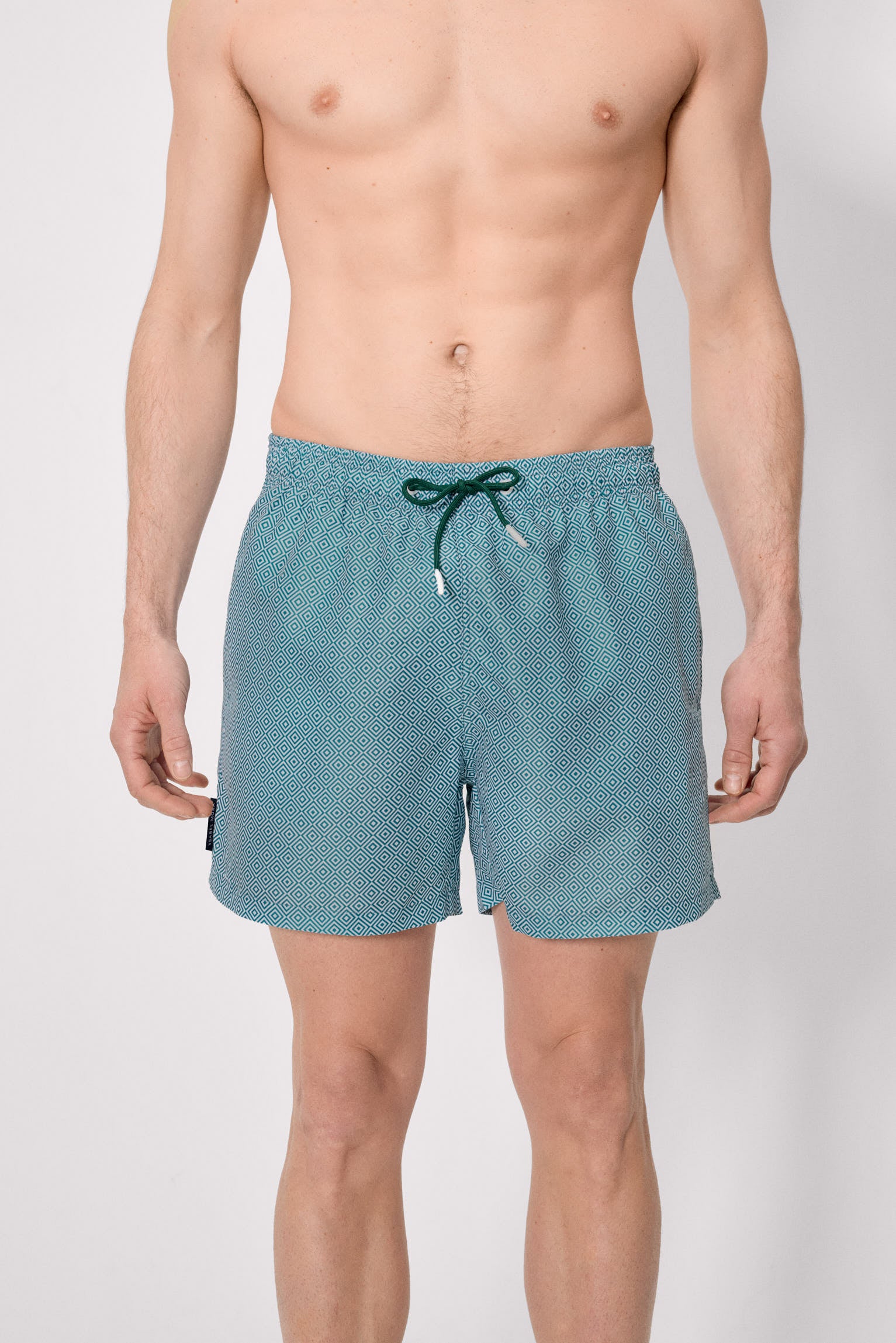 Maillot de bain mi-long à imprimé ethnique bleu