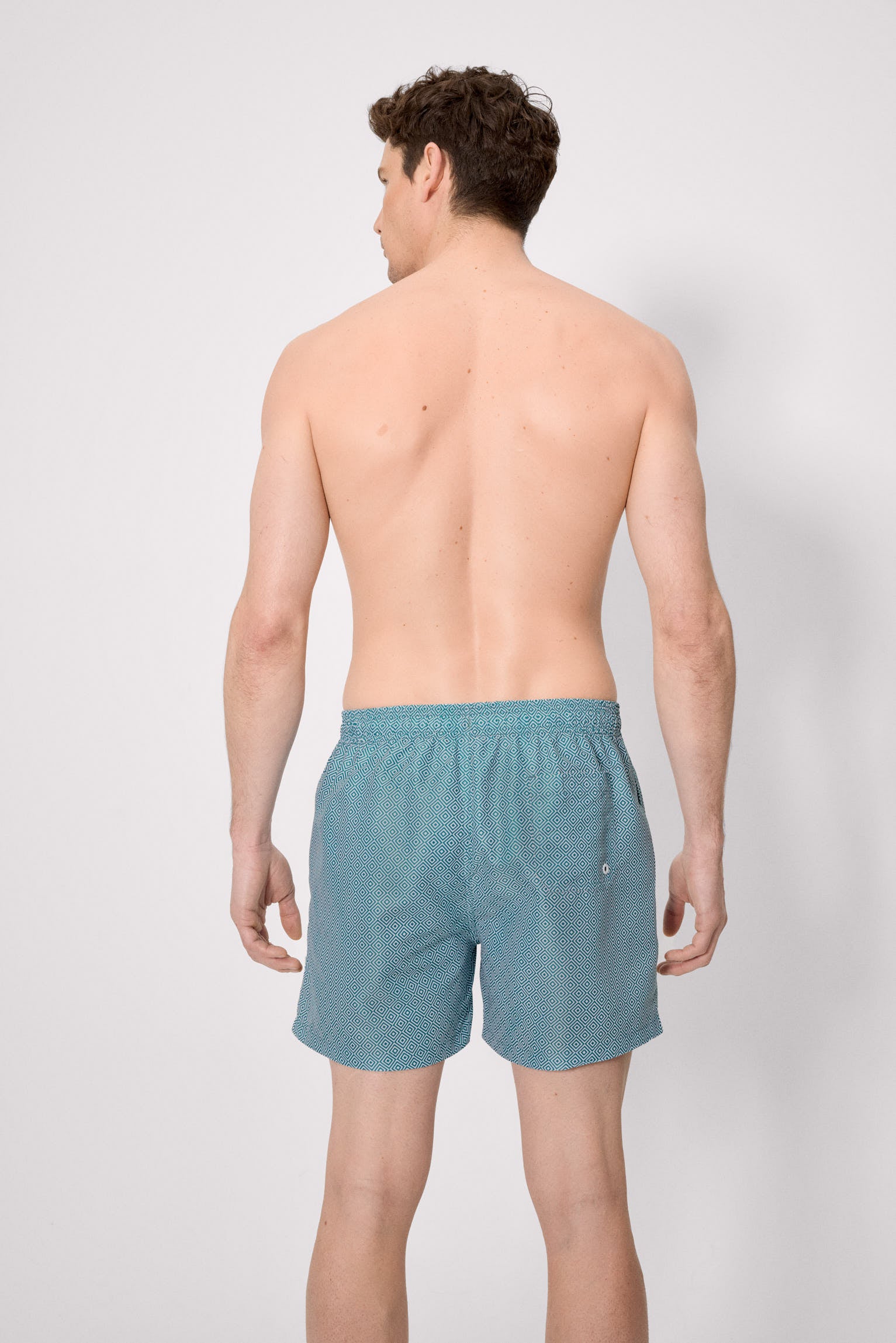 Maillot de bain mi-long à imprimé ethnique bleu