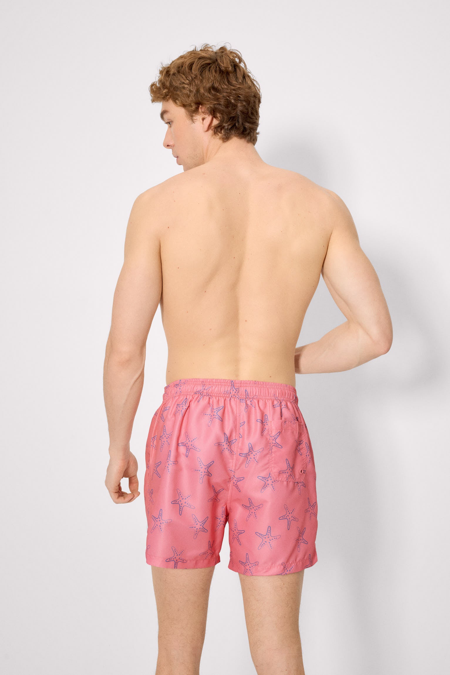 demi-maillot de bain imprimé étoiles de mer roses