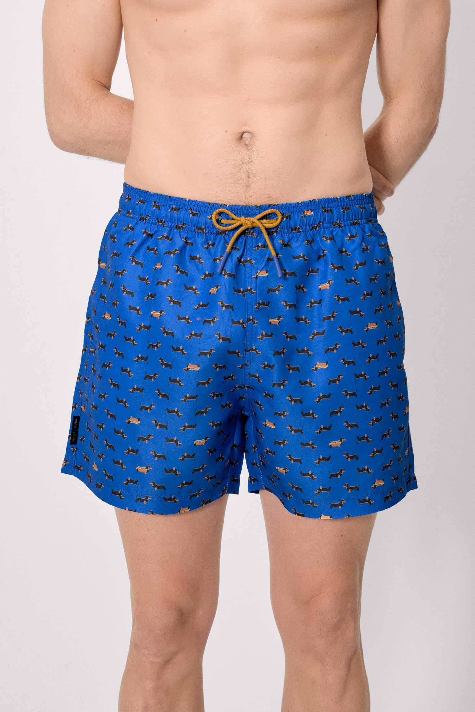 demi-maillot de bain imprimé teckel bleu