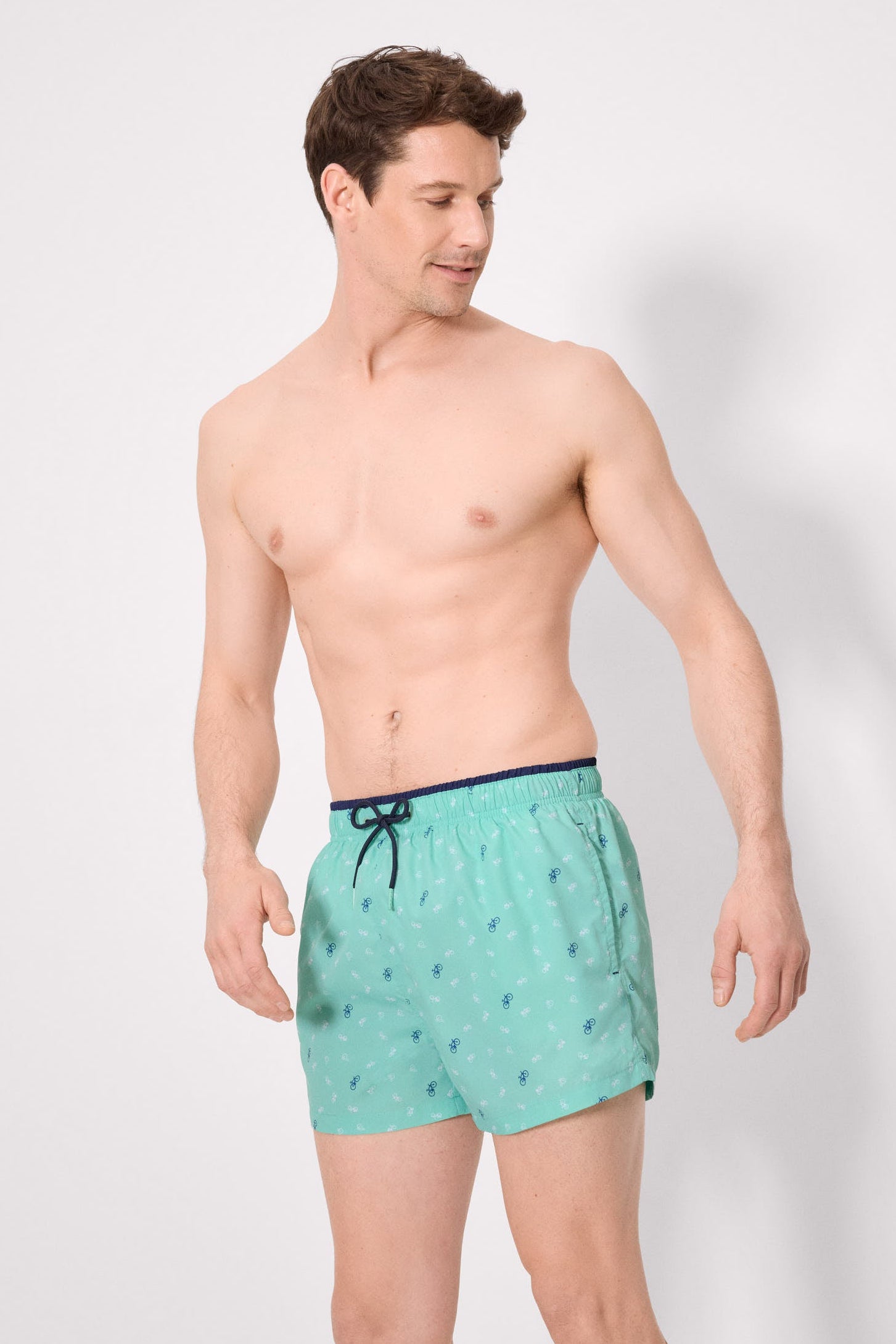 maillot de bain à imprimé vélo vert