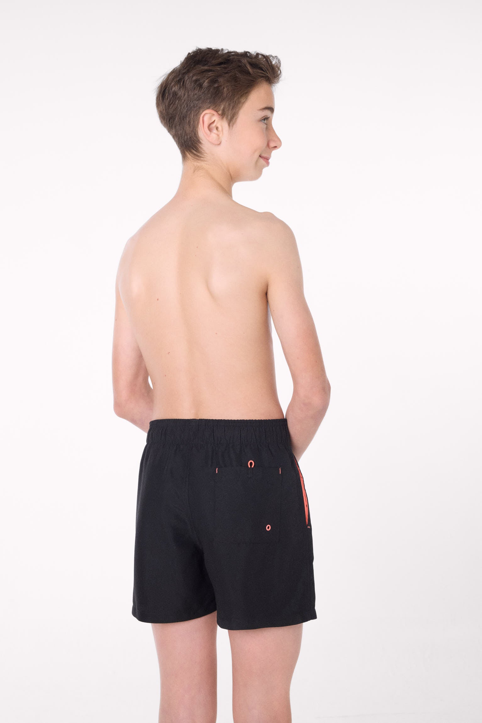 Bañador juvenil corto estampado liso negro - Ysabel Mora