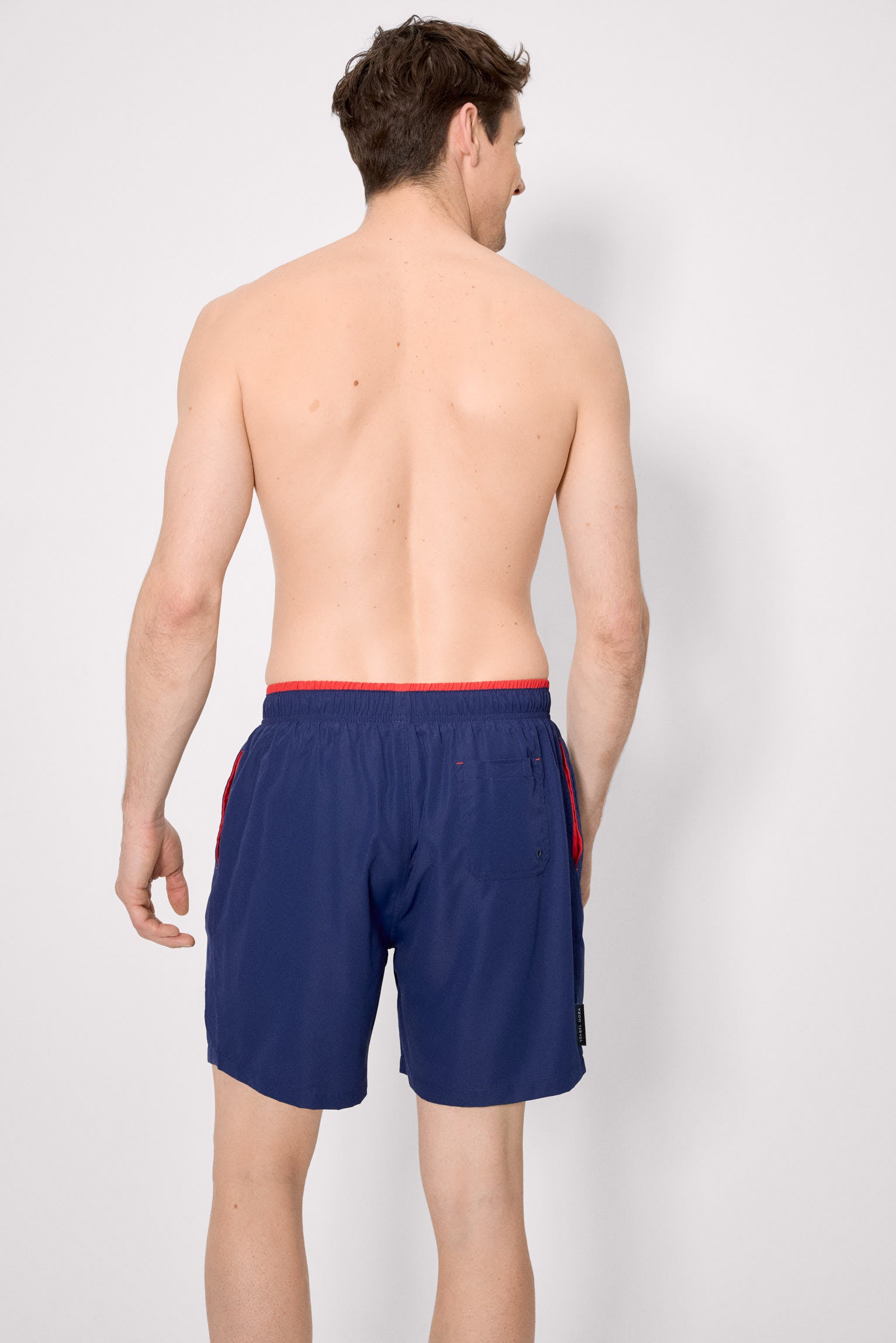 Maillot de bain long avec détail de taille bleu marine