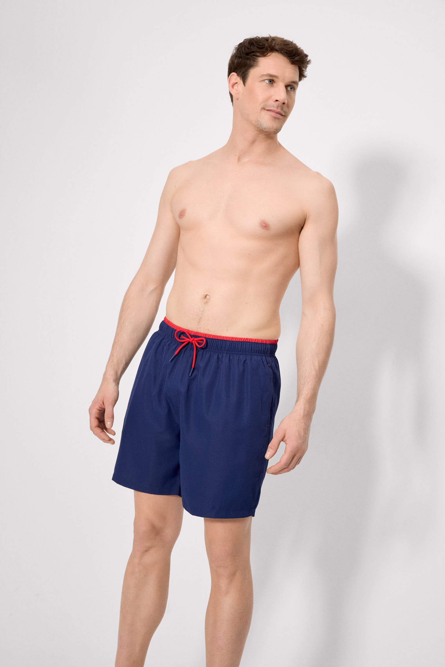 Maillot de bain long avec détail de taille bleu marine