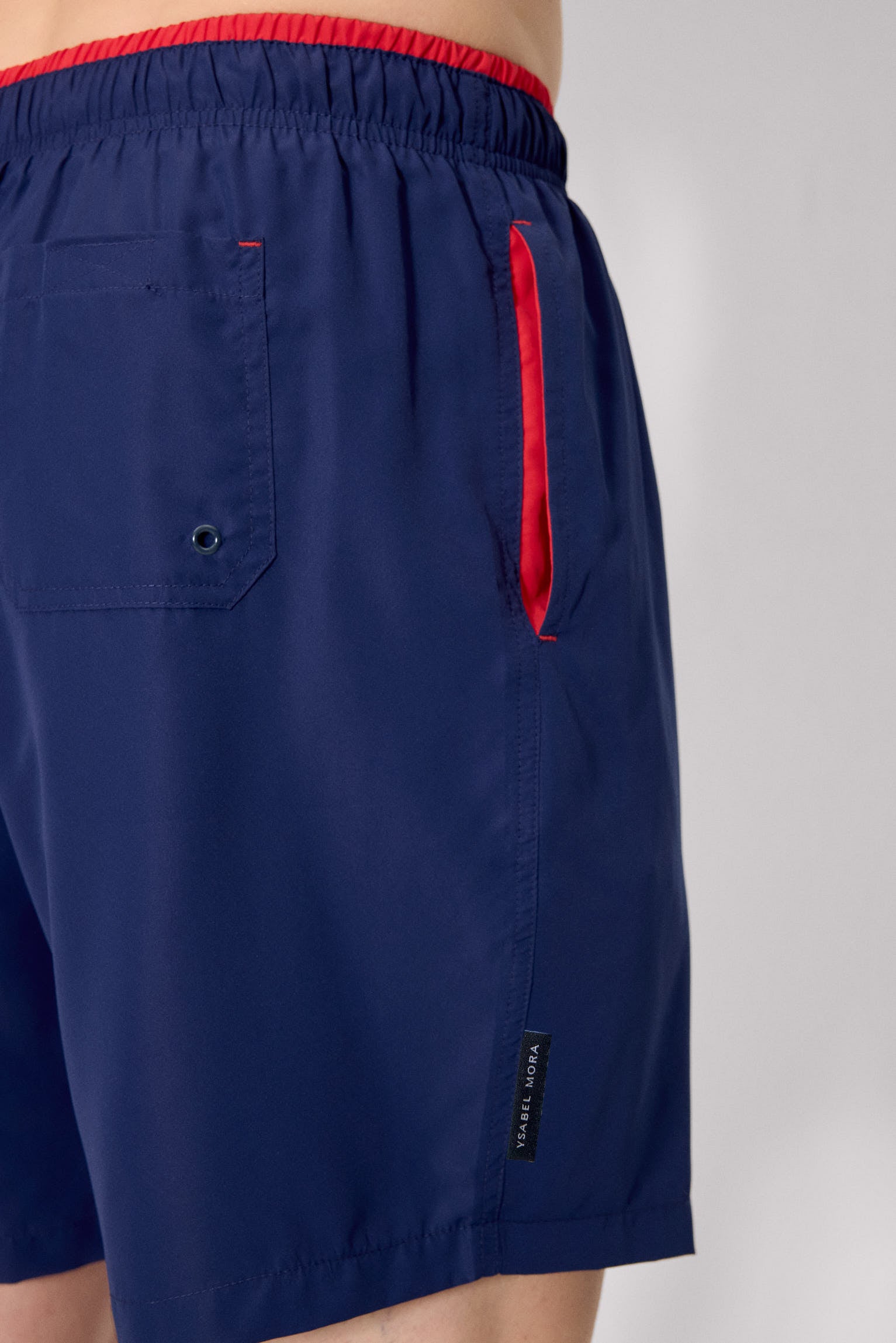 Maillot de bain long avec détail de taille bleu marine