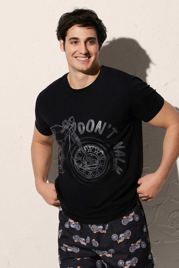 T-shirt homme avec imprimé roue de moto