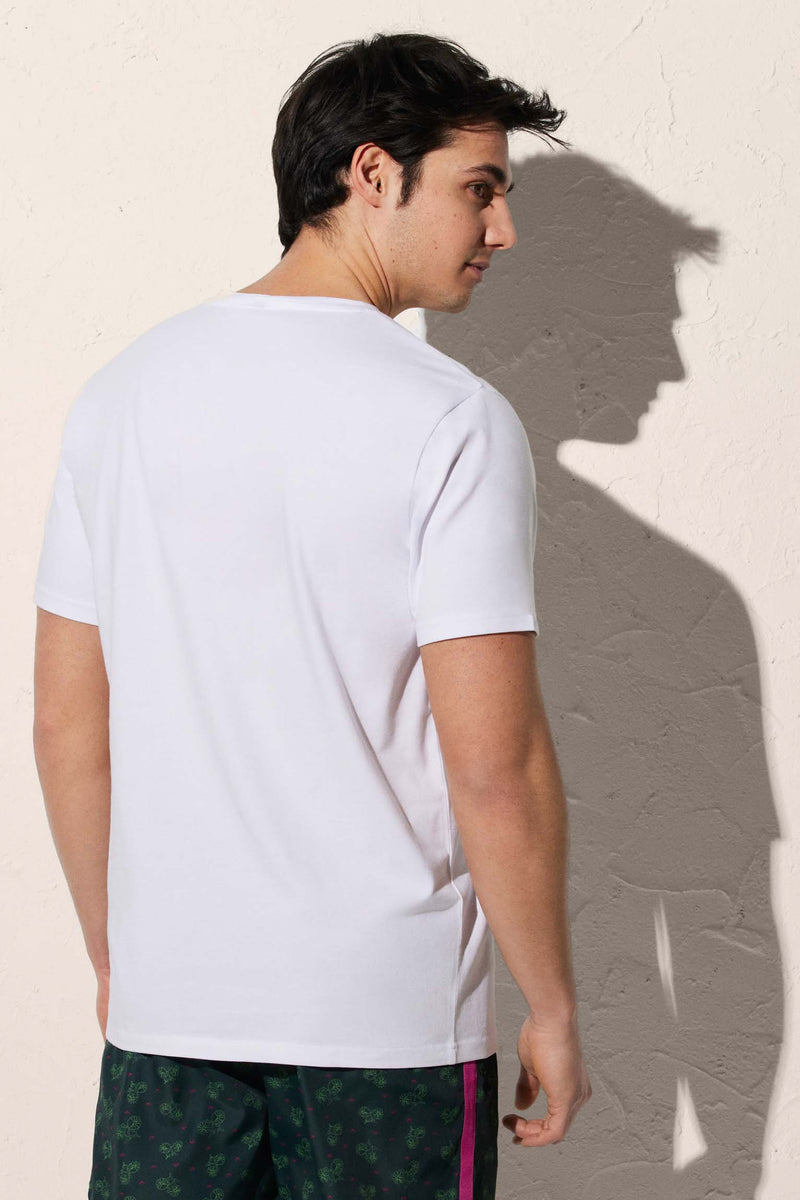 T-shirt homme blanc imprimé vélo