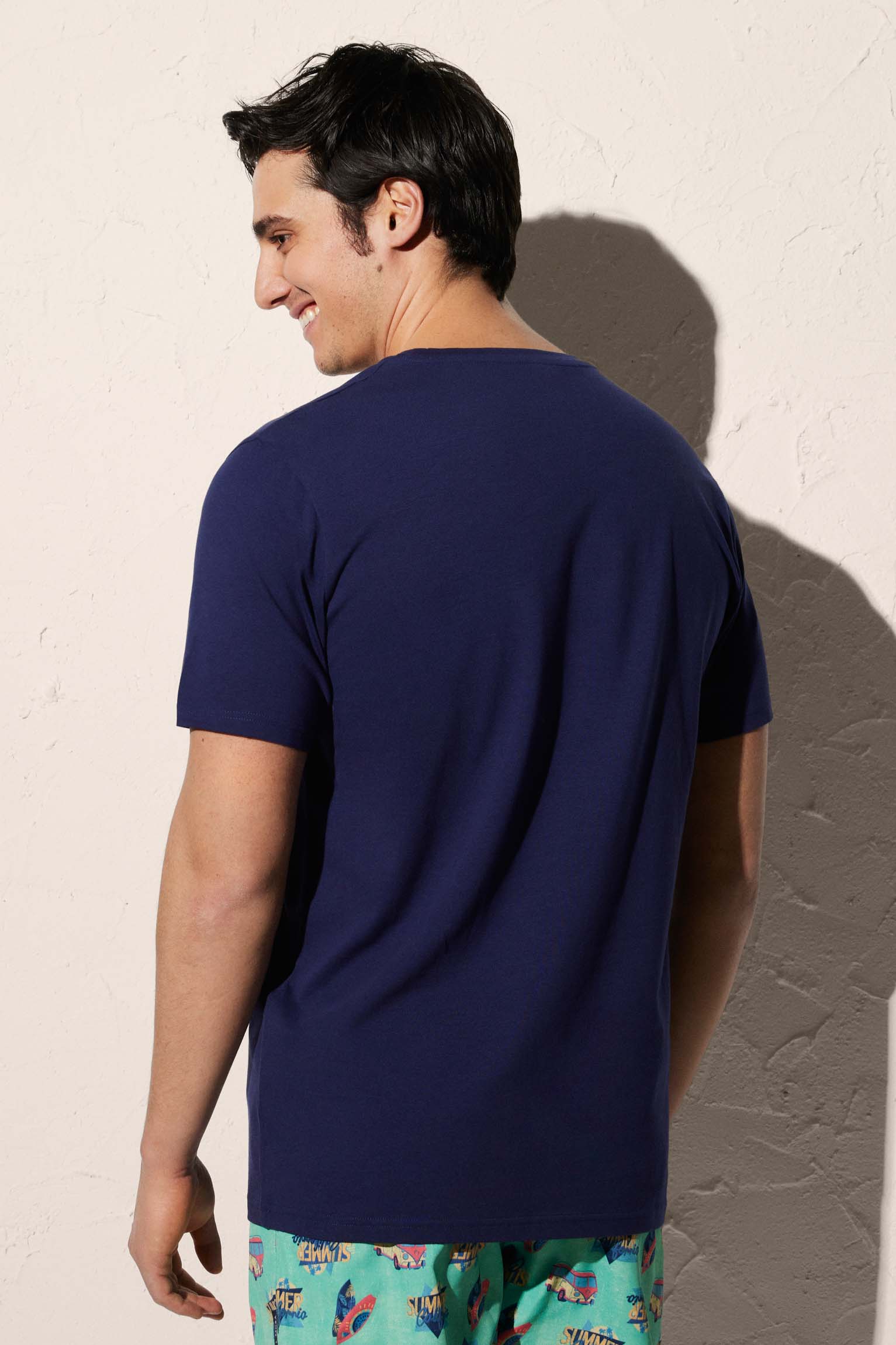 T-shirt homme bleu imprimé van