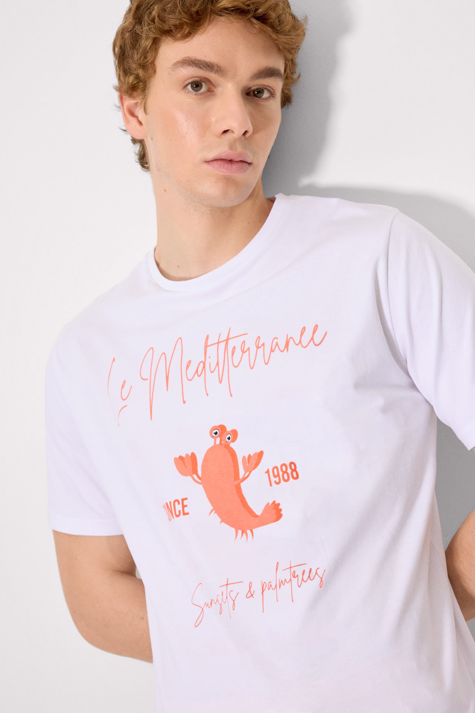 Camiseta manga corta estampado langosta blanco - Ysabel Mora