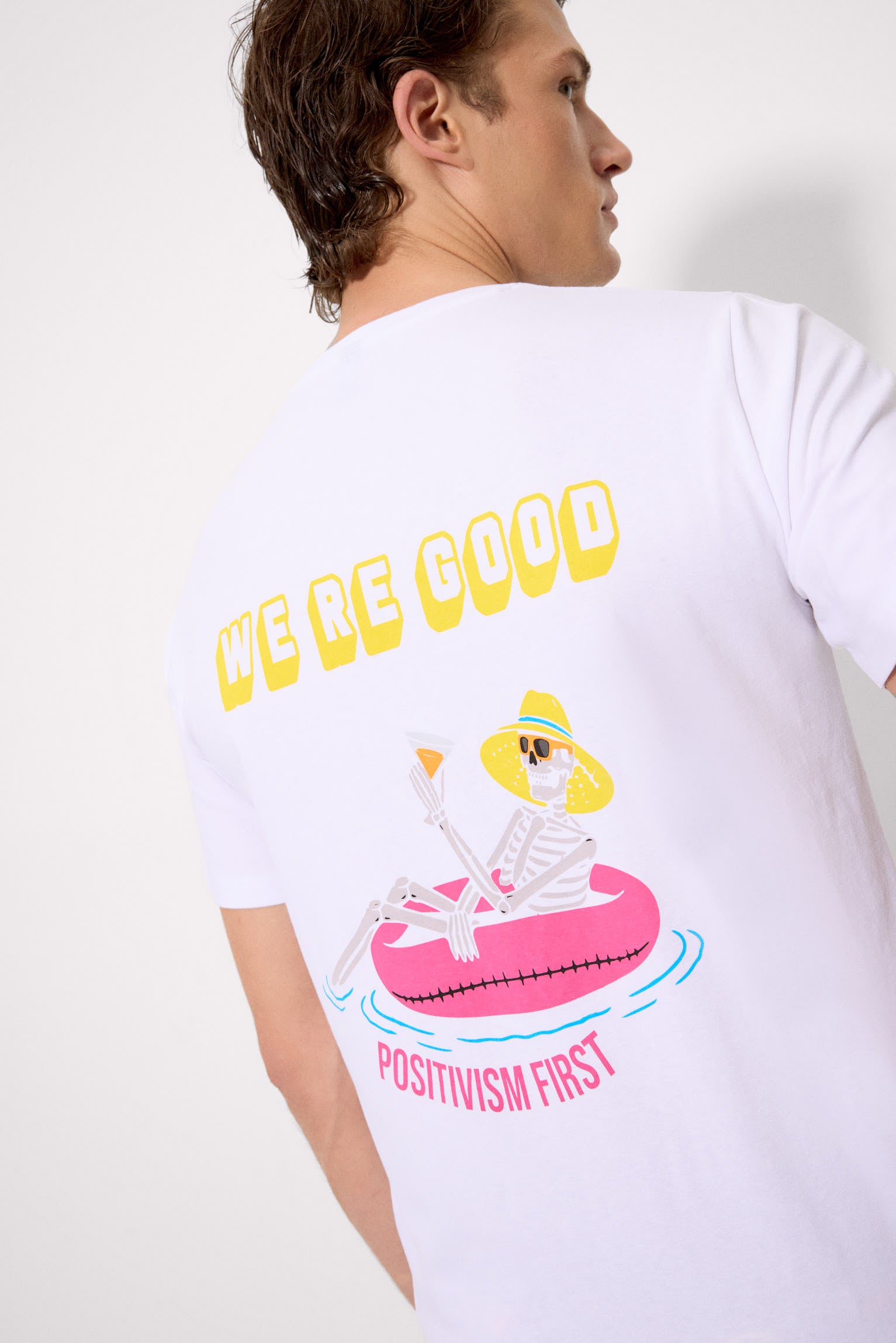 Camiseta manga corta dibujo calavera blanco - Ysabel Mora