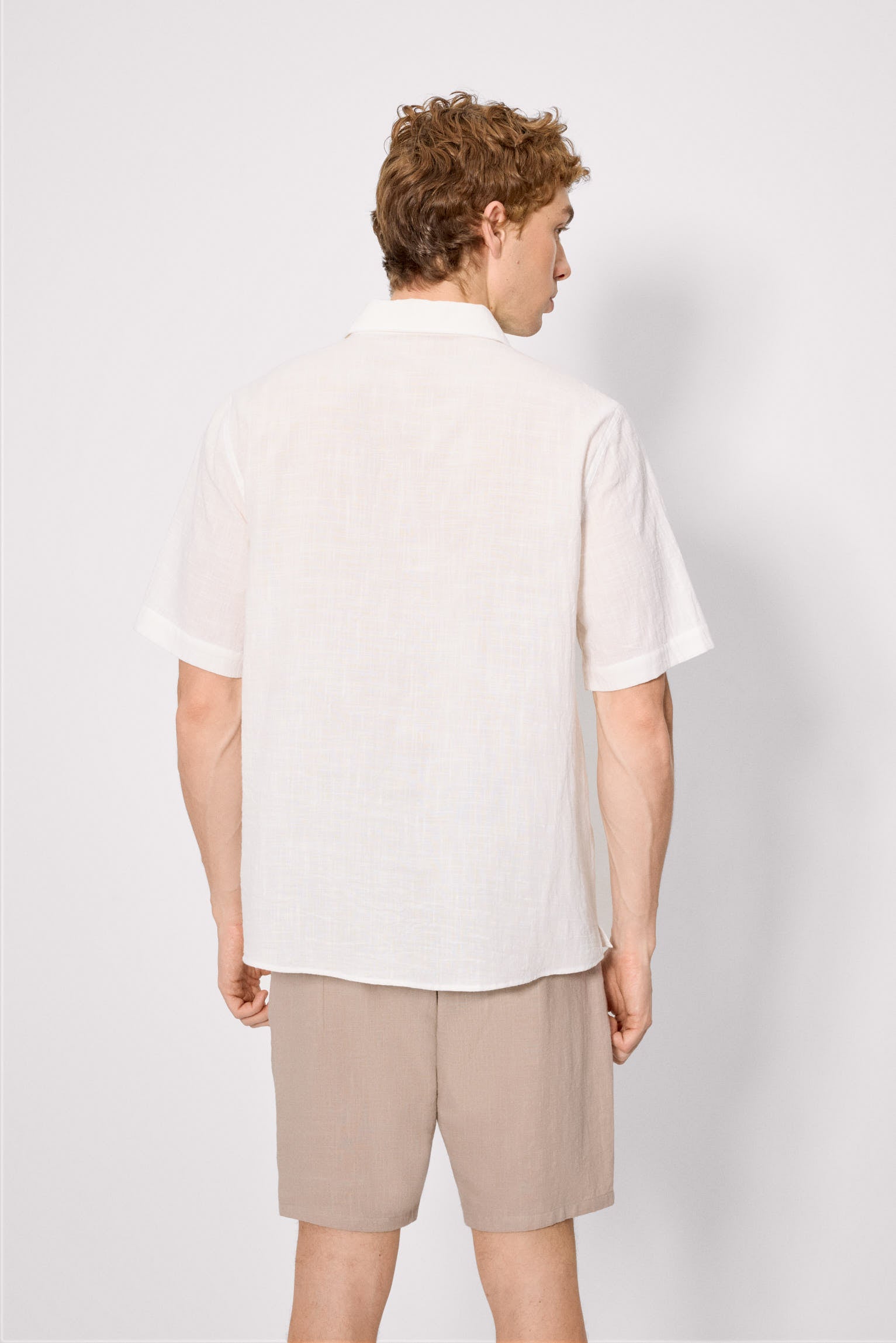 Camisa manga corta abotonada efecto lino blanco - Ysabel Mora