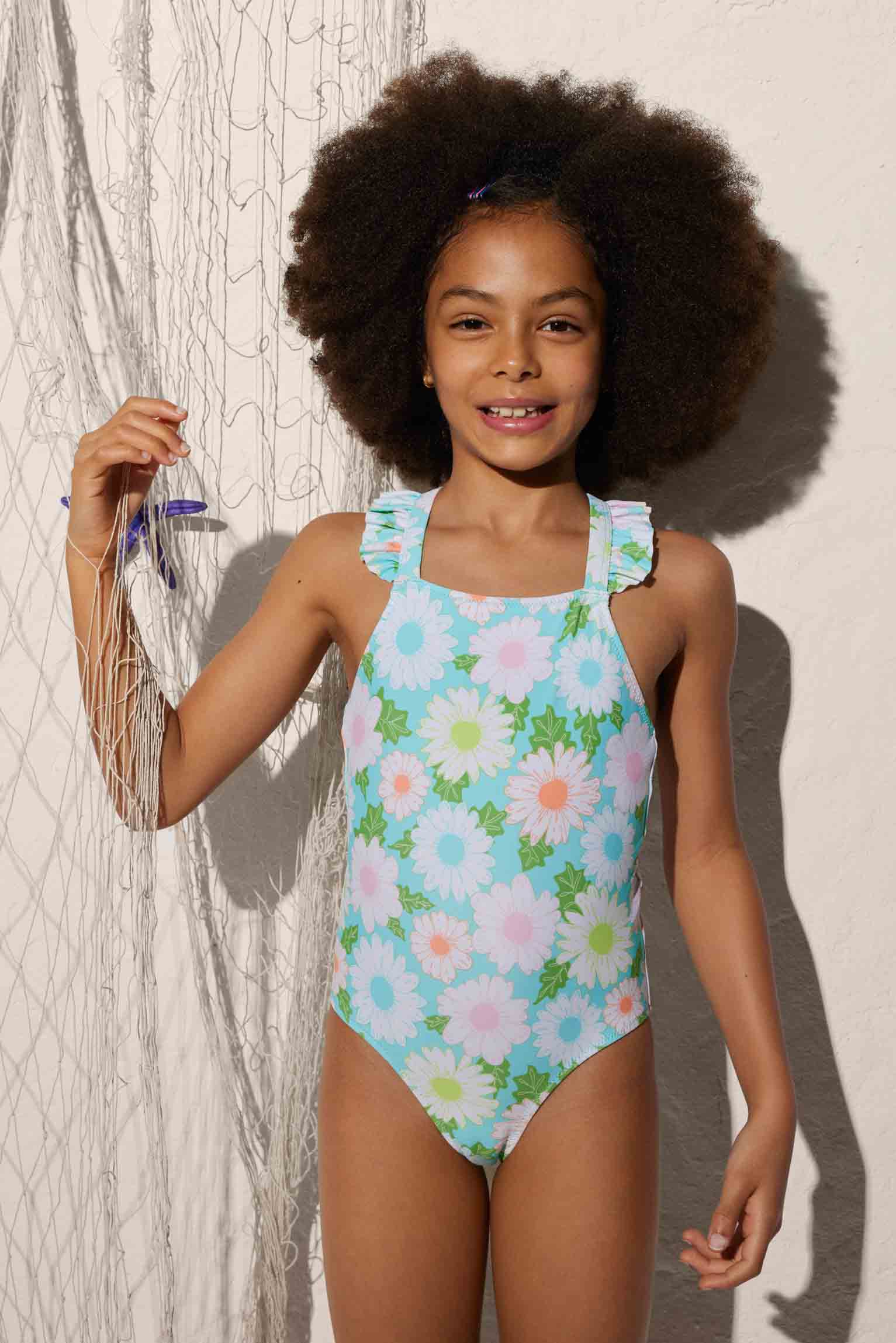 Maillot de bain Flower Girl avec larges bretelles et détails volants