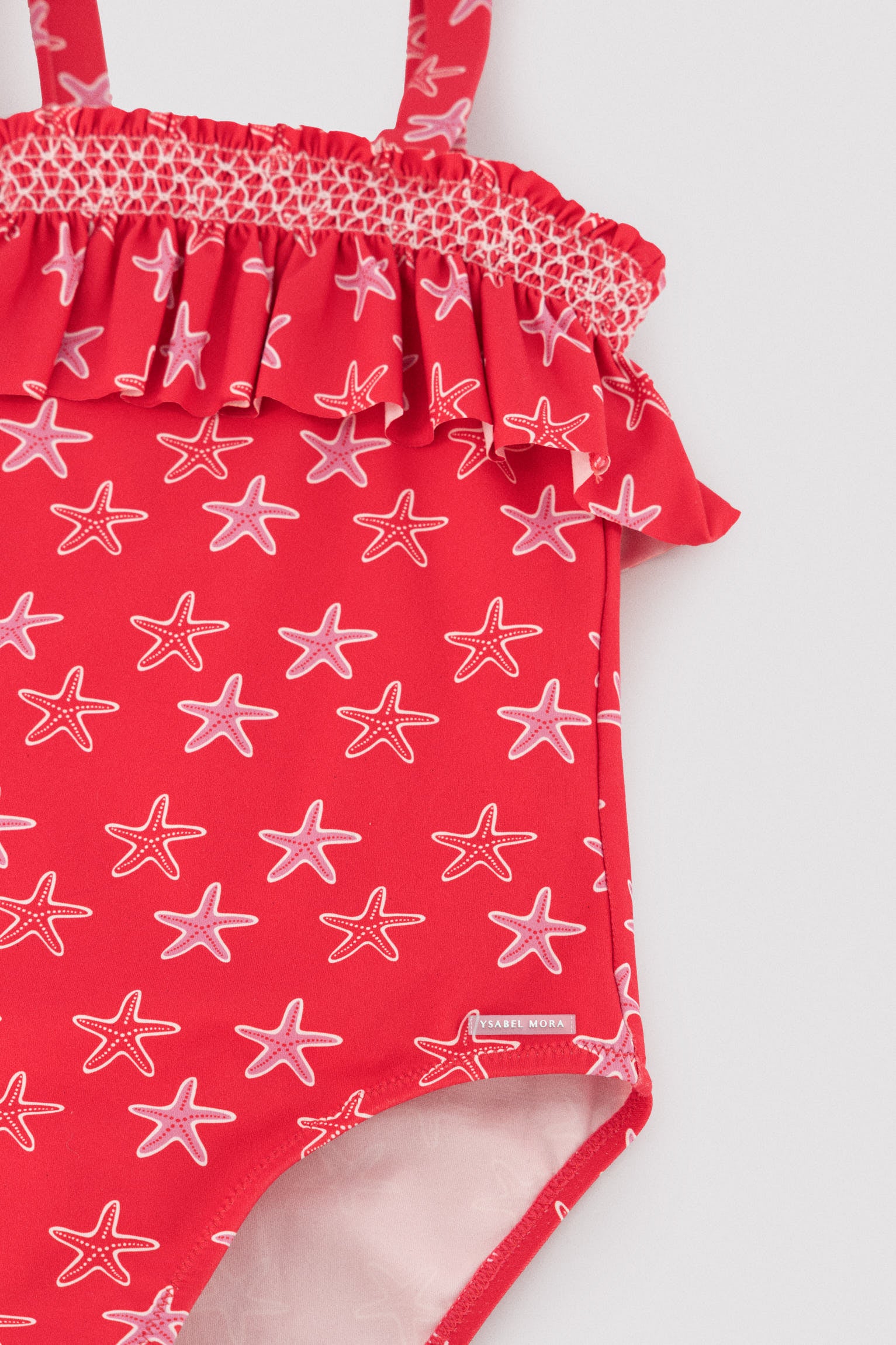 Maillot de bain pour fille avec détails à volants imprimés d'étoiles de mer