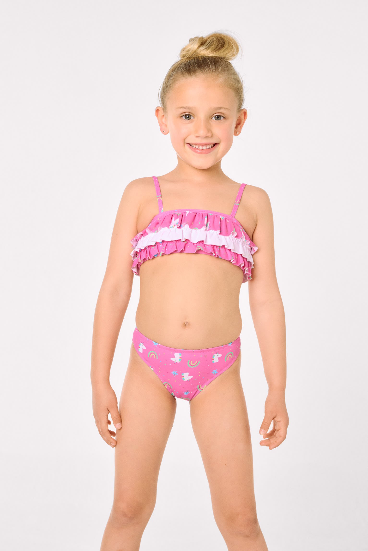 Bikini pour fille avec volants imprimé licorne
