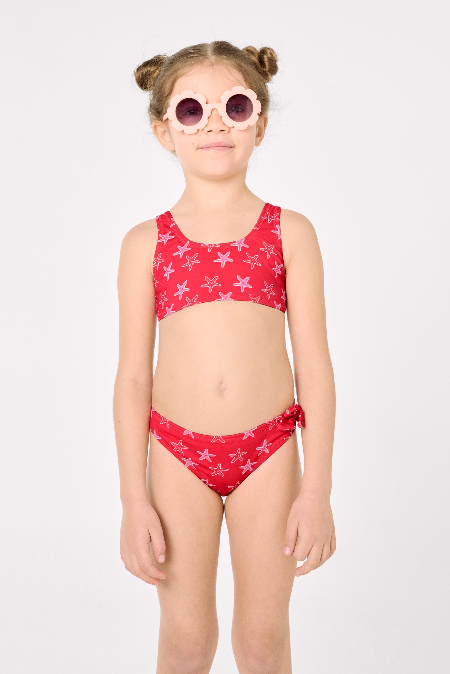 Bikini pour fille avec volants et nœuds, imprimé étoiles de mer