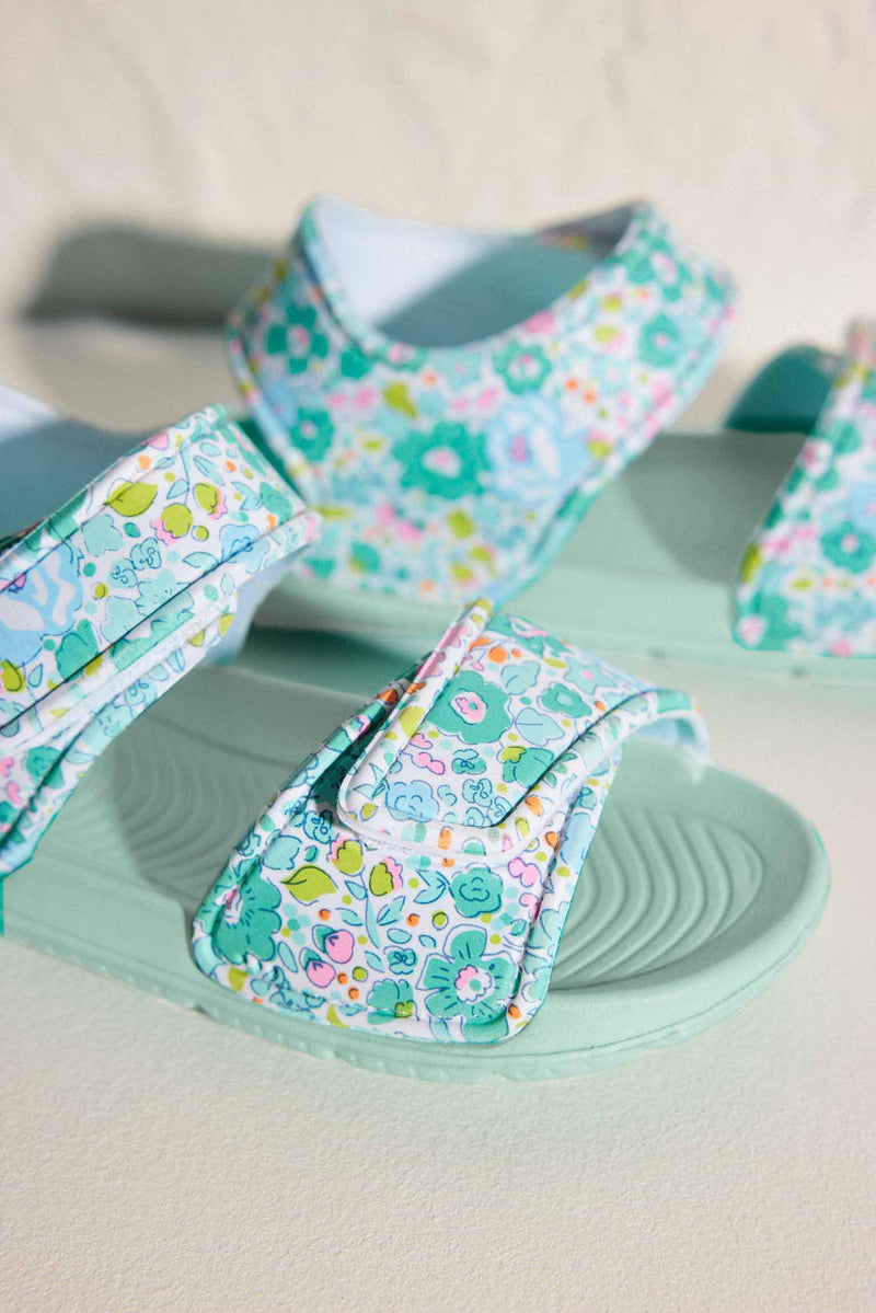 Sandales de plage fille imprimé fleuri avec fermeture velcro