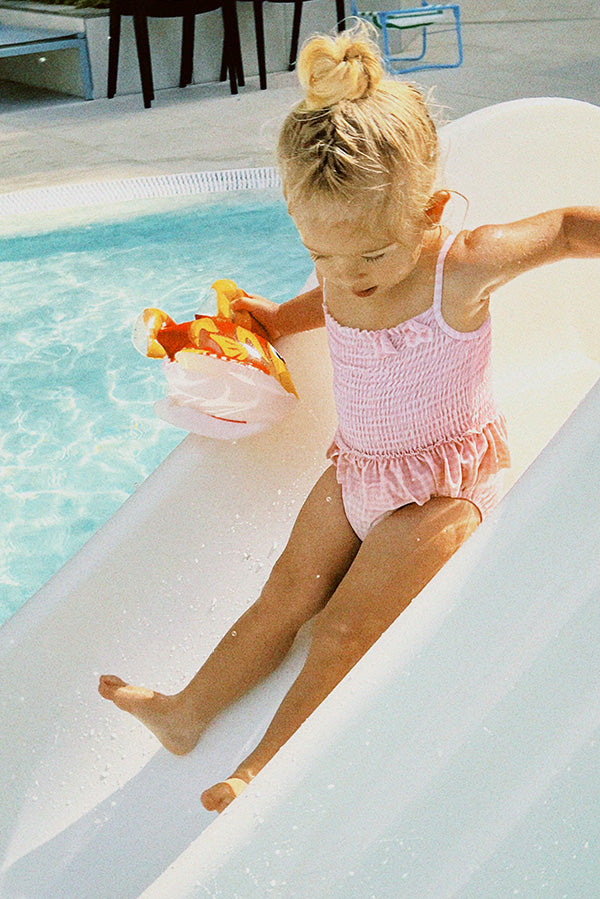 Maillot de bain bébé nid d'abeille vichy rose