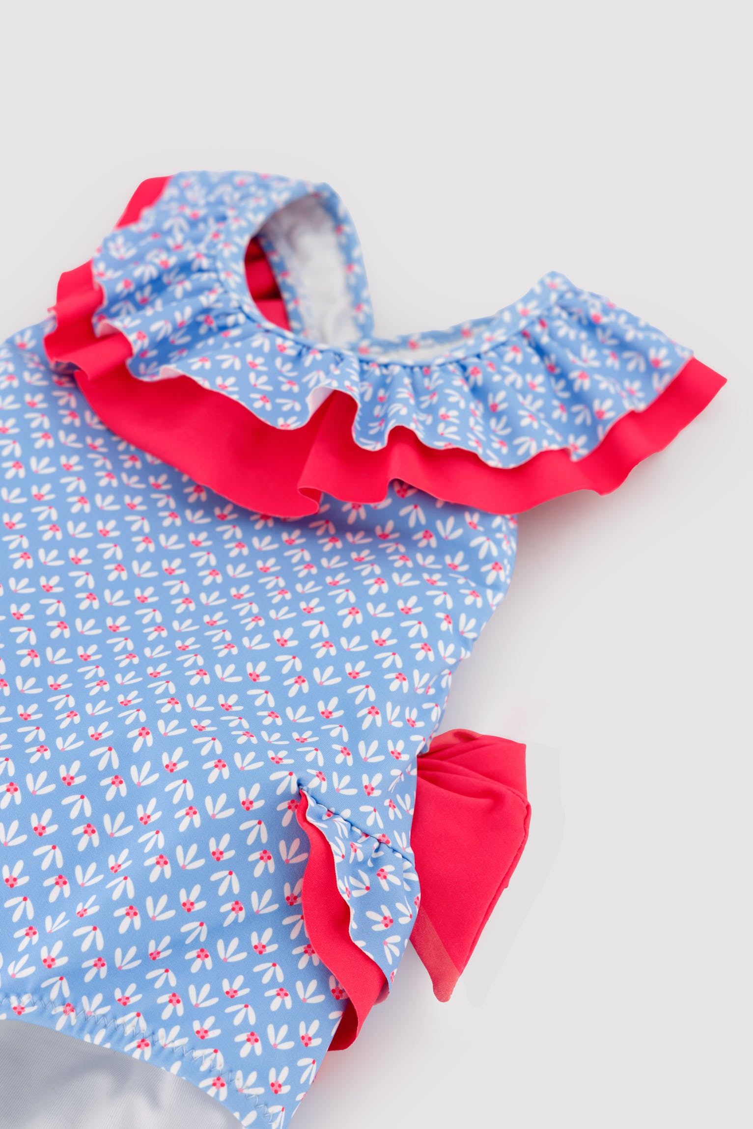Maillot de bain bébé fille avec volants et nœuds, imprimé floral