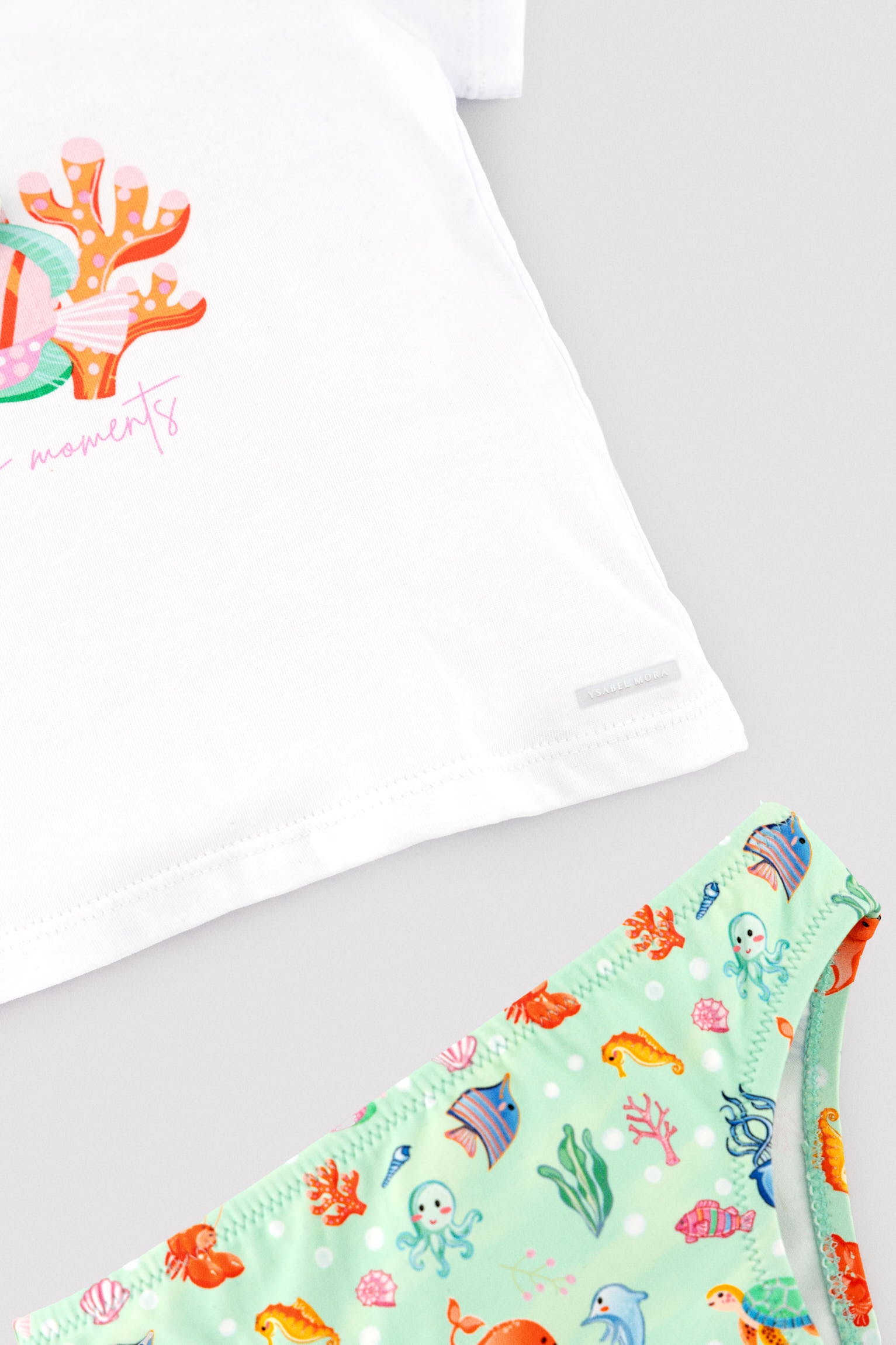 Conjunto bebé camiseta y braguita estampado fauna marina - Ysabel Mora