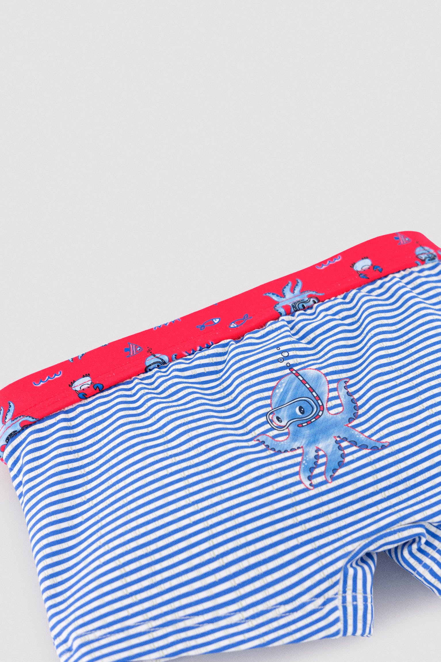 Maillot de bain boxer à imprimé pieuvre et rayures