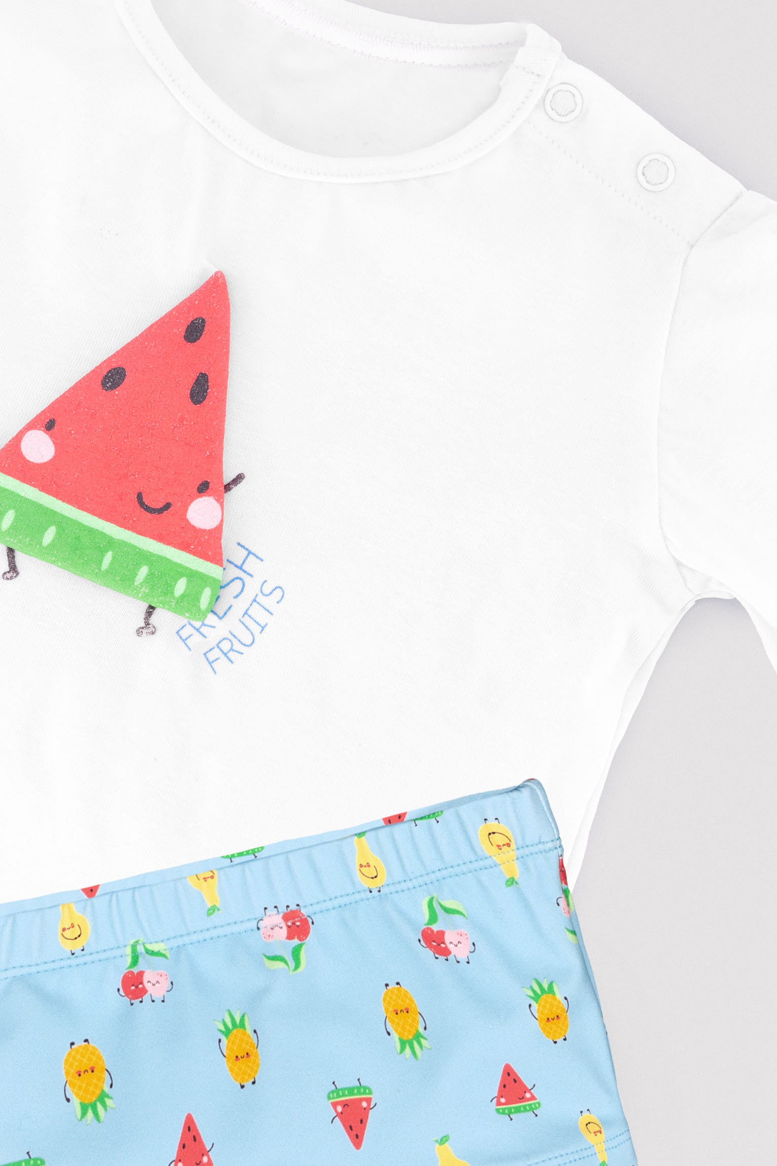 Conjunto camiseta y bañador bóxer bebé esstampado frutas - Ysabel Mora