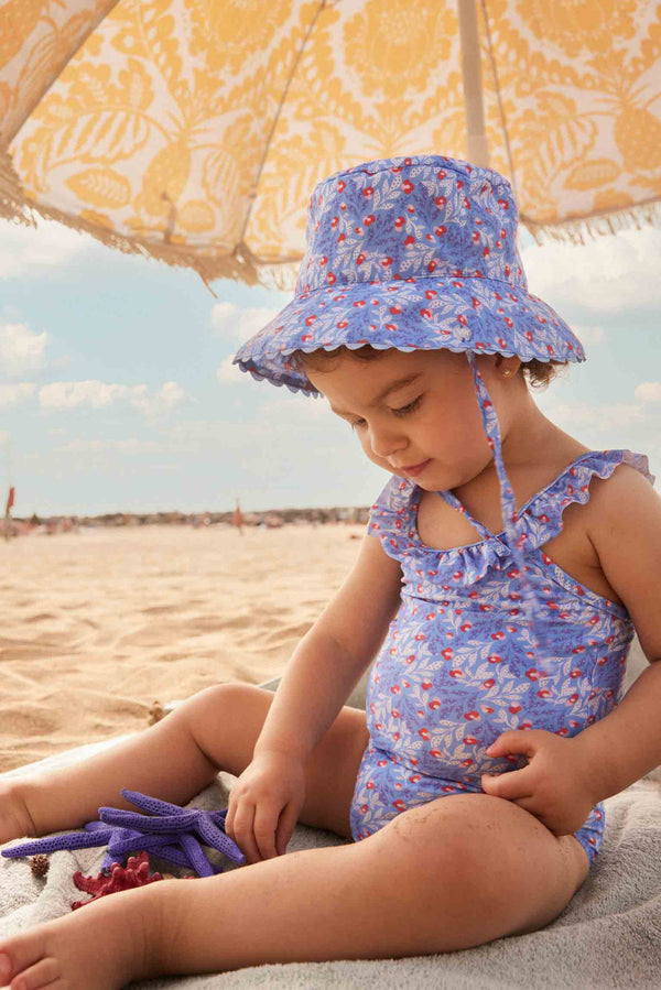Maillot de bain bébé & chapeau de plage imprimé fleurs