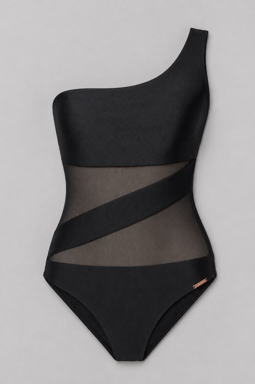 Bañador asimétrico con tul transparente con brillo negro @nicole_micolii