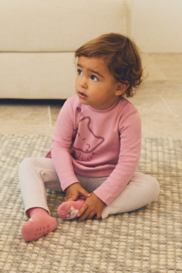 Ensemble bébé sweat à volant et pantalon motif chaton