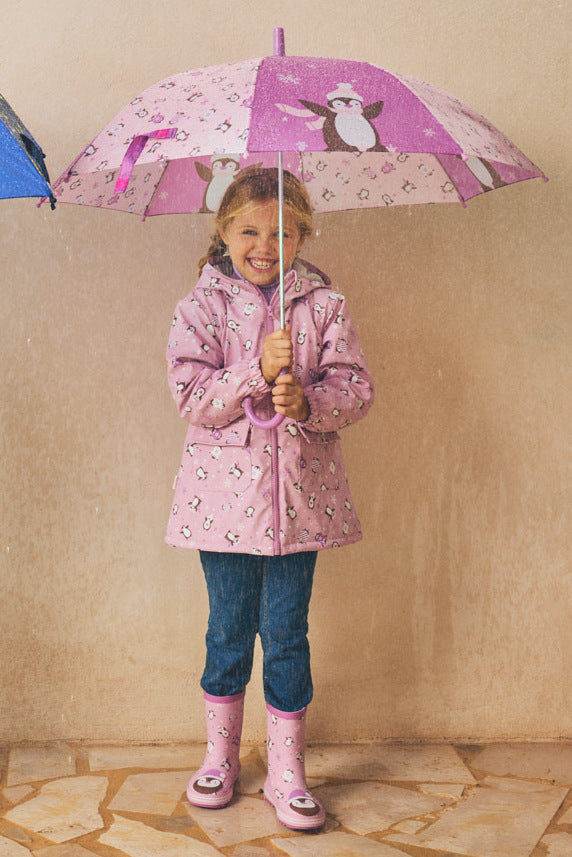 PRÉCOMMANDE Imperméable fille imprimé pingouins doublure polaire
