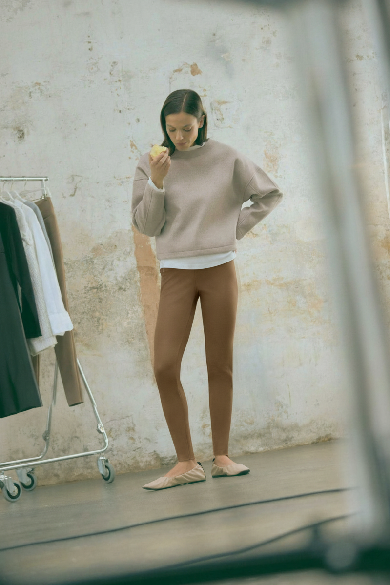 Legging marron effet métallisé