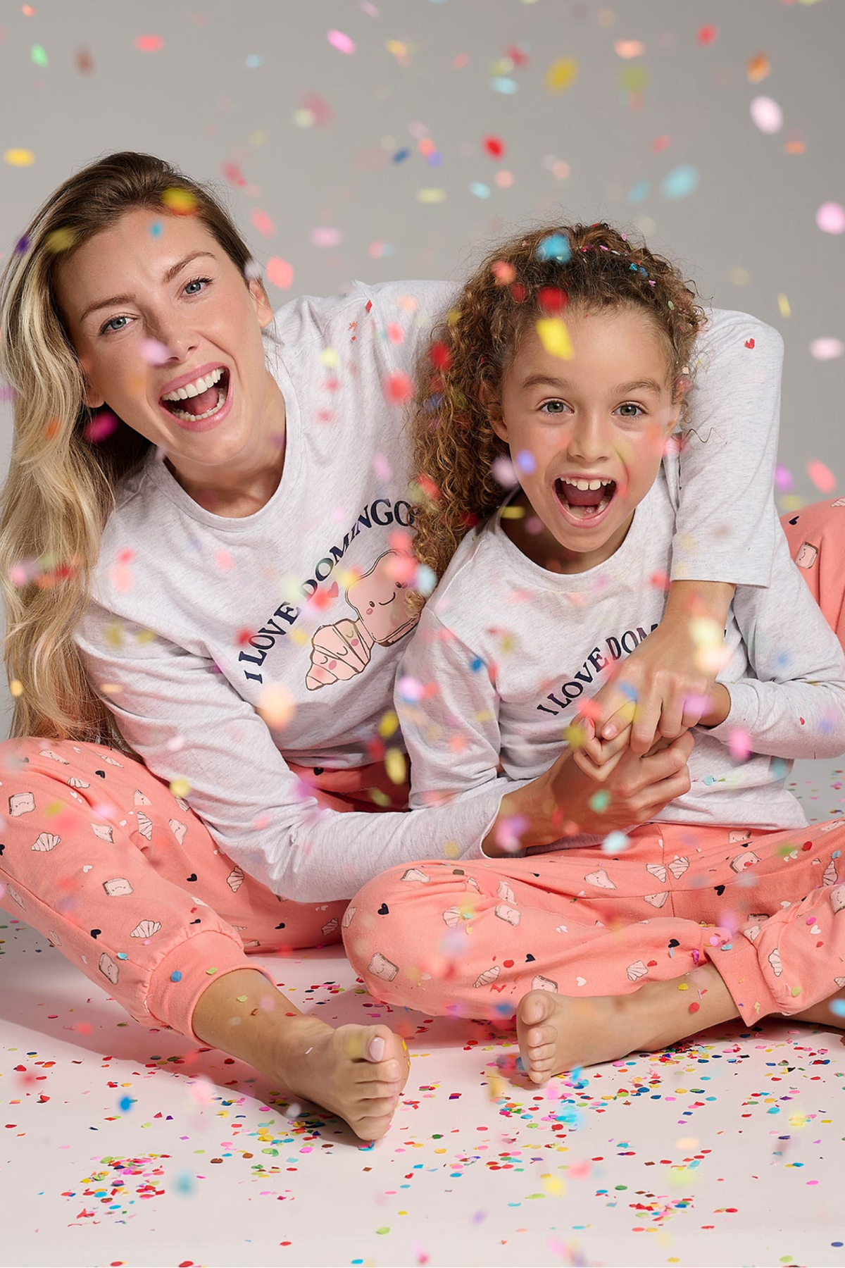 Pyjama long fille coton imprimé I Love Domingos