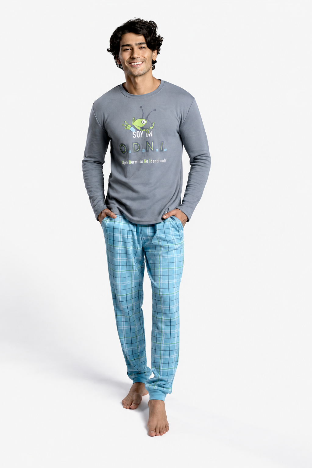 Pyjama long homme molletonné imprimé extraterrestre ODNI