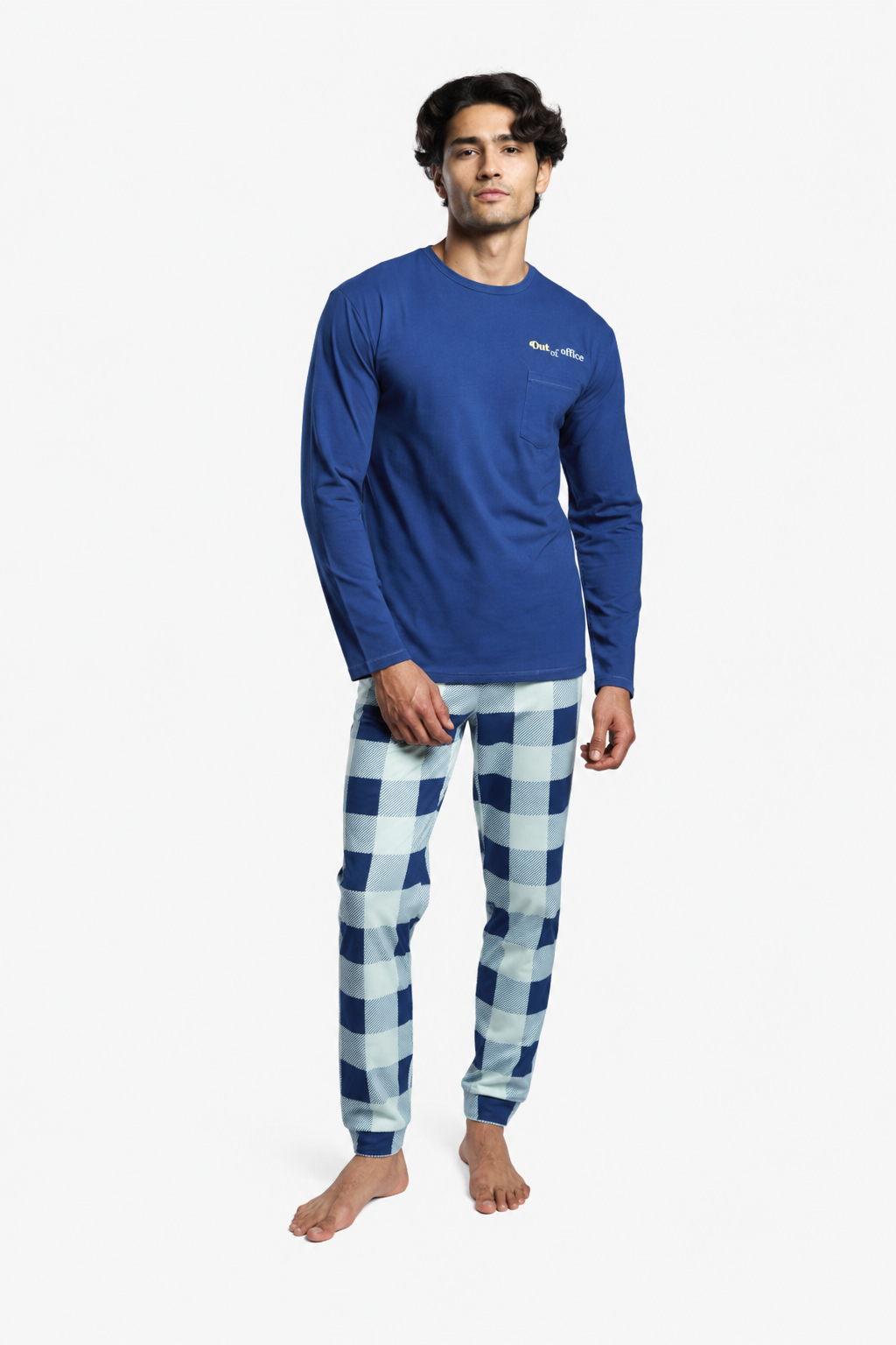 Pyjama long homme ultra-doux Out of Office à carreaux