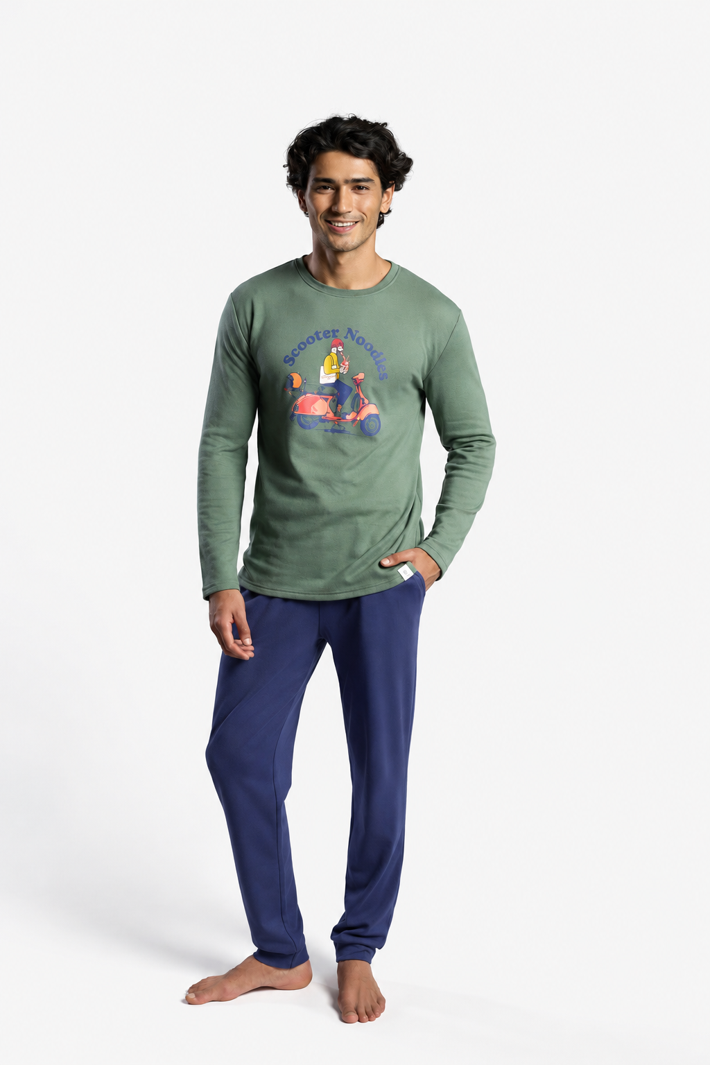 Pyjama long homme molletonné imprimé Scooter Noodles