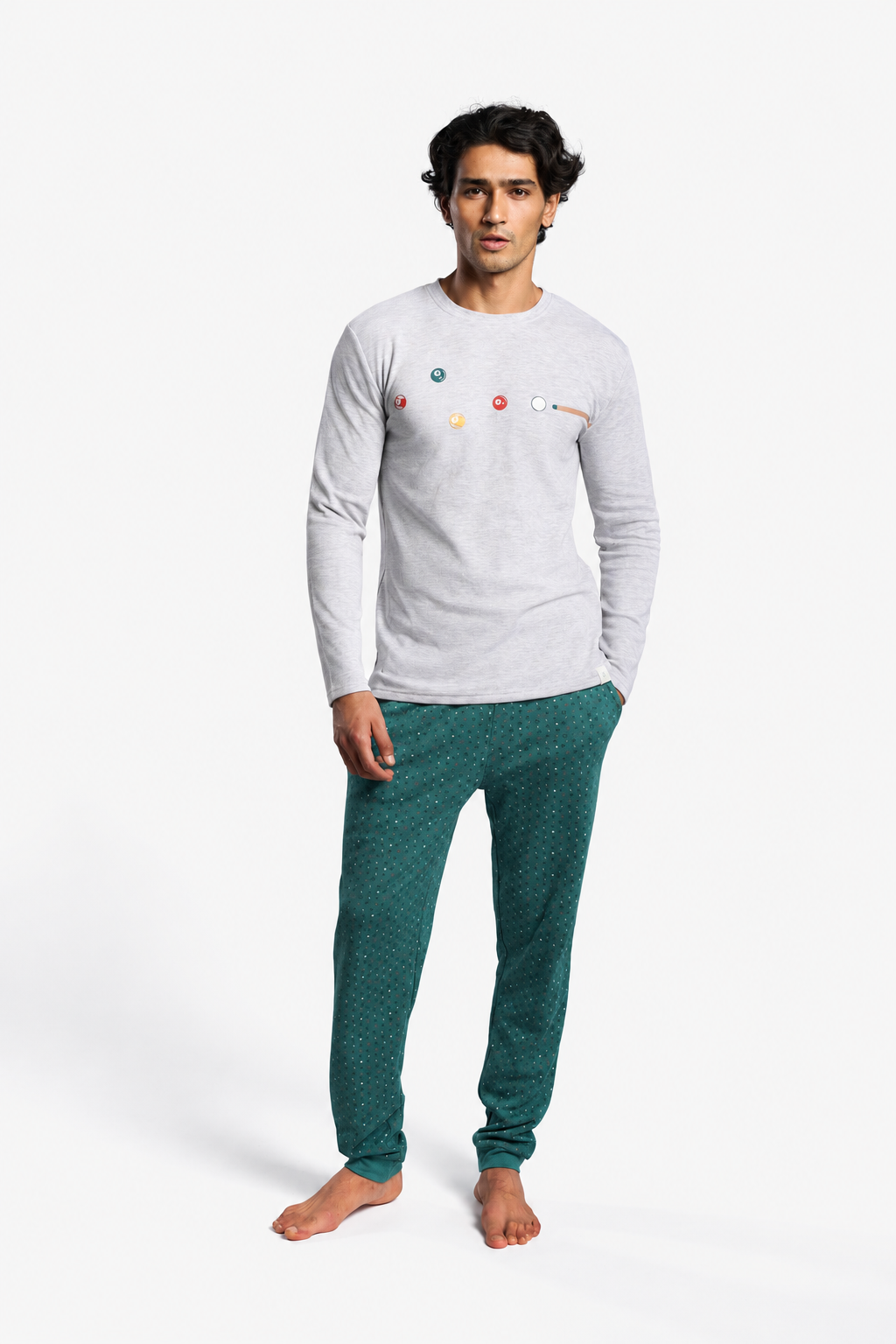 Pyjama long homme molletonné imprimé billard