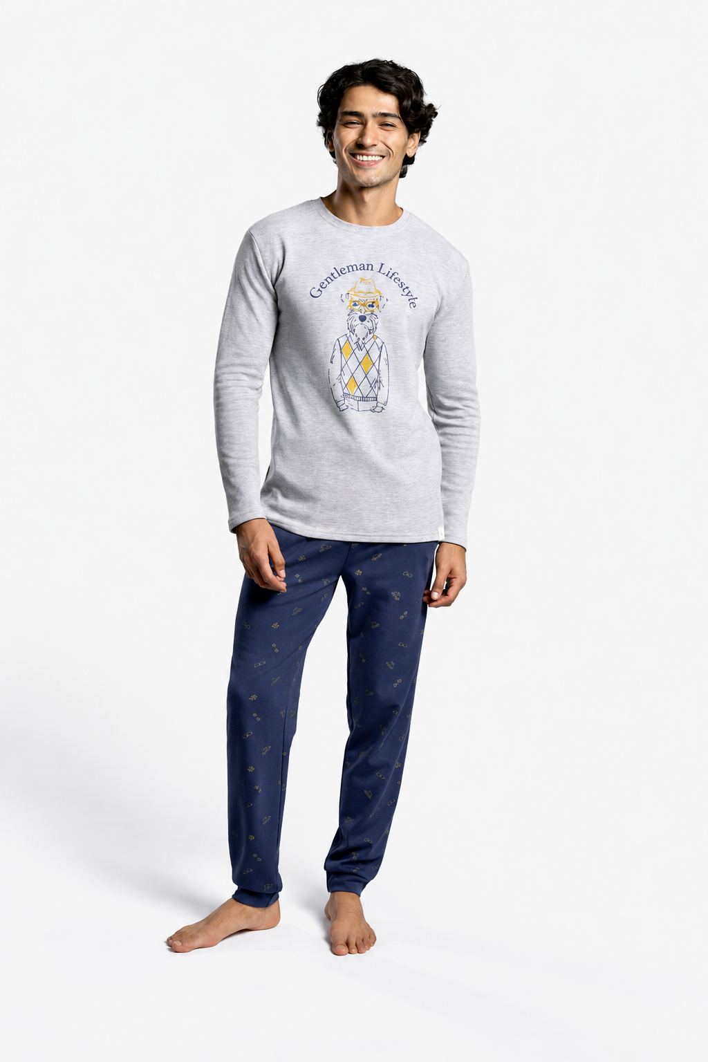 Pyjama long homme molletonné imprimé Gentleman Lifestyle